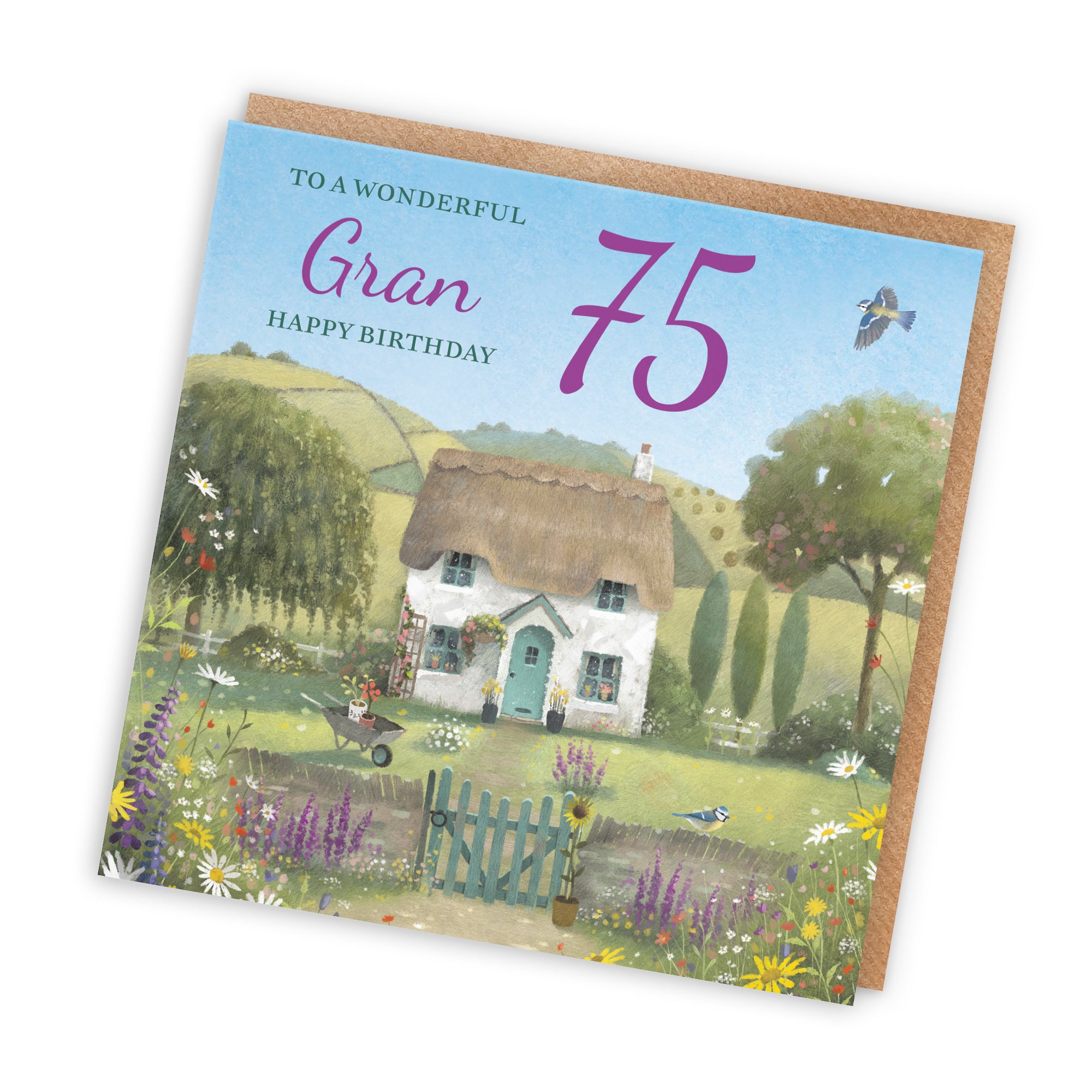 75th Gran Birthday Card Thatched Cottage Milo's Gallery - Default Title (RT06690)