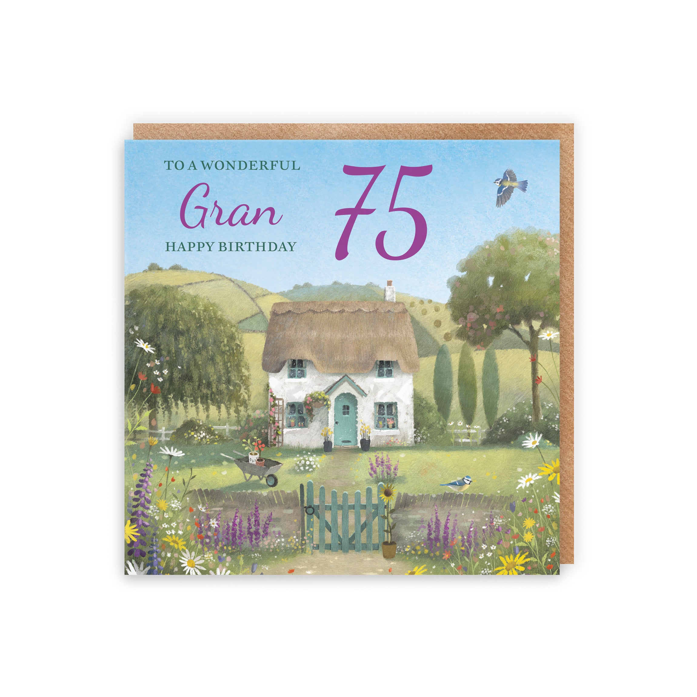 75th Gran Birthday Card Thatched Cottage Milo's Gallery - Default Title (RT06690)