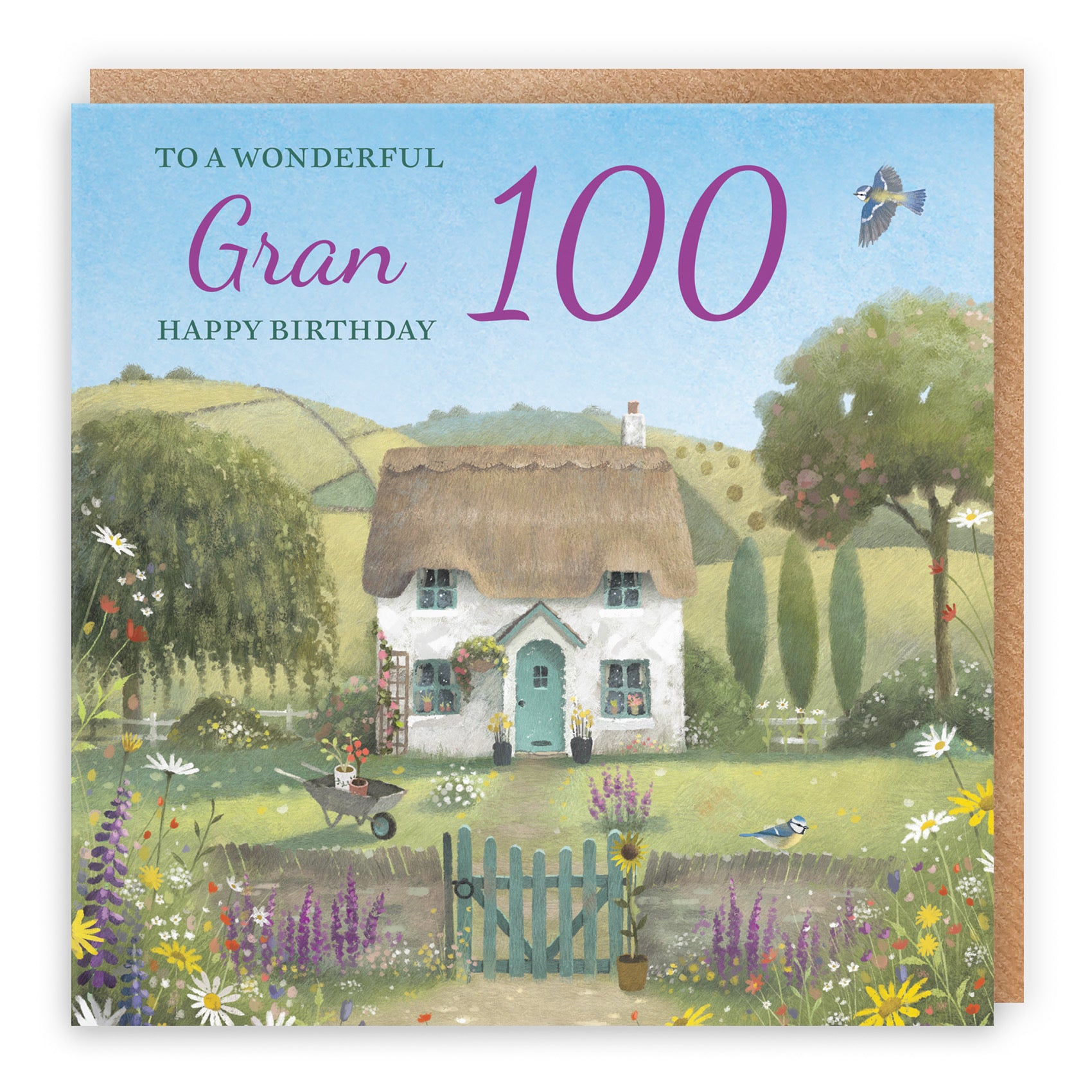 100th Gran Birthday Card Thatched Cottage Milo's Gallery - Default Title (RT06694)