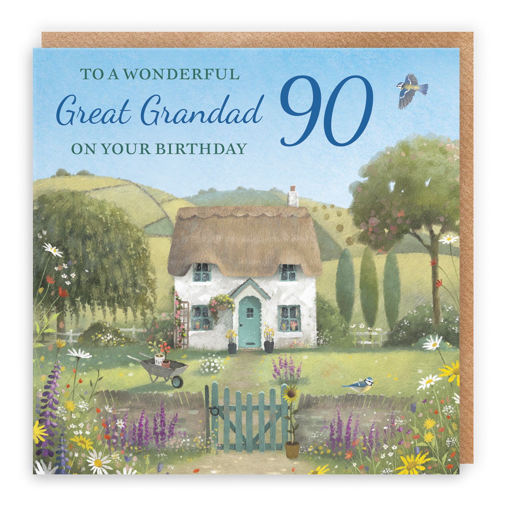 90th Great Grandad Birthday Card Thatched Cottage Milo's Gallery - Default Title (RT06696)