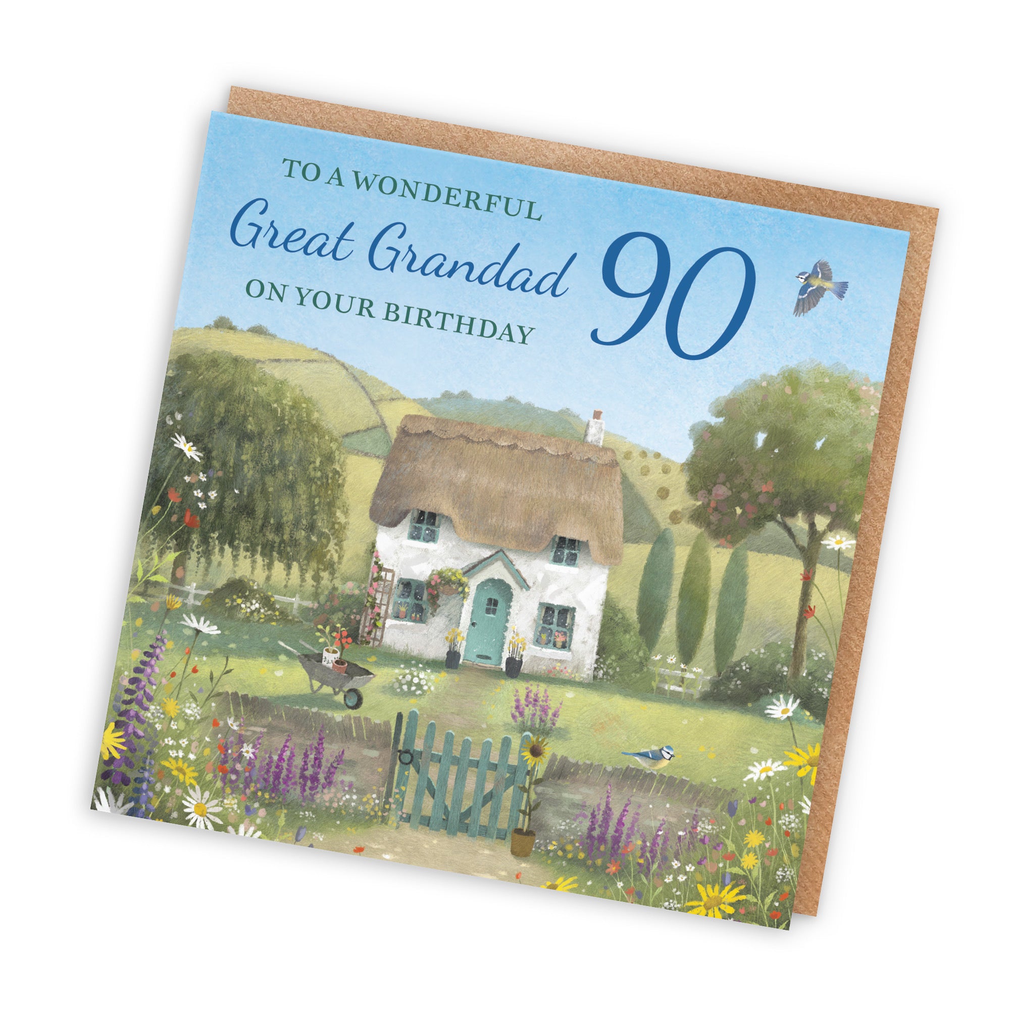 90th Great Grandad Birthday Card Thatched Cottage Milo's Gallery - Default Title (RT06696)