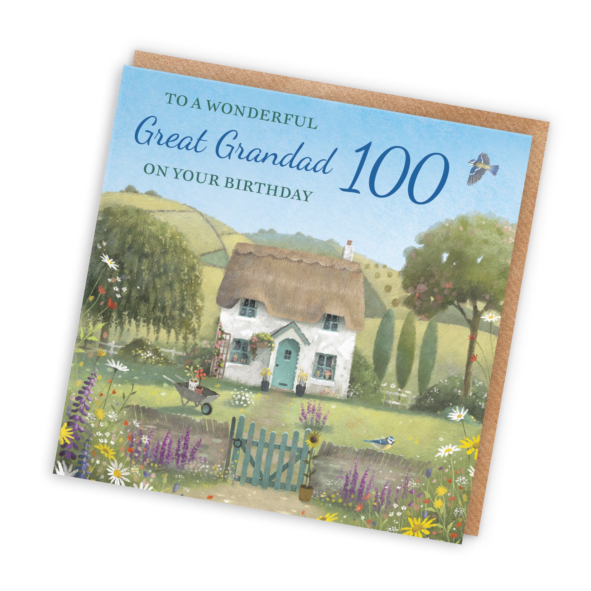 100th Great Grandad Birthday Card Thatched Cottage Milo's Gallery - Default Title (RT06697)