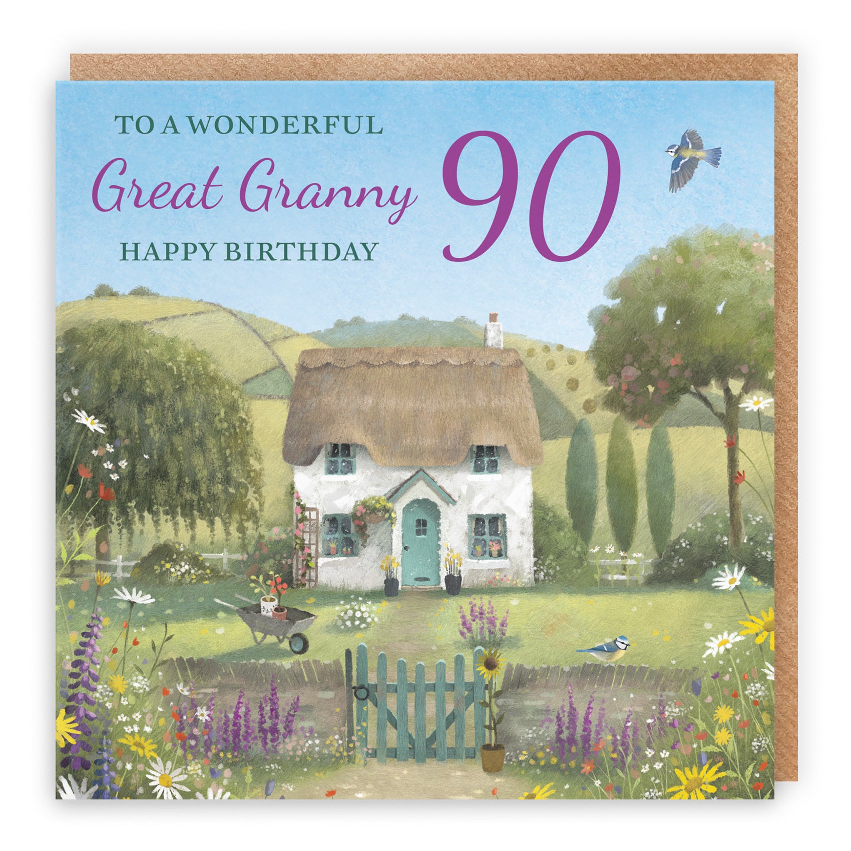 90th Great Granny Birthday Card Thatched Cottage Milo's Gallery - Default Title (RT06702)