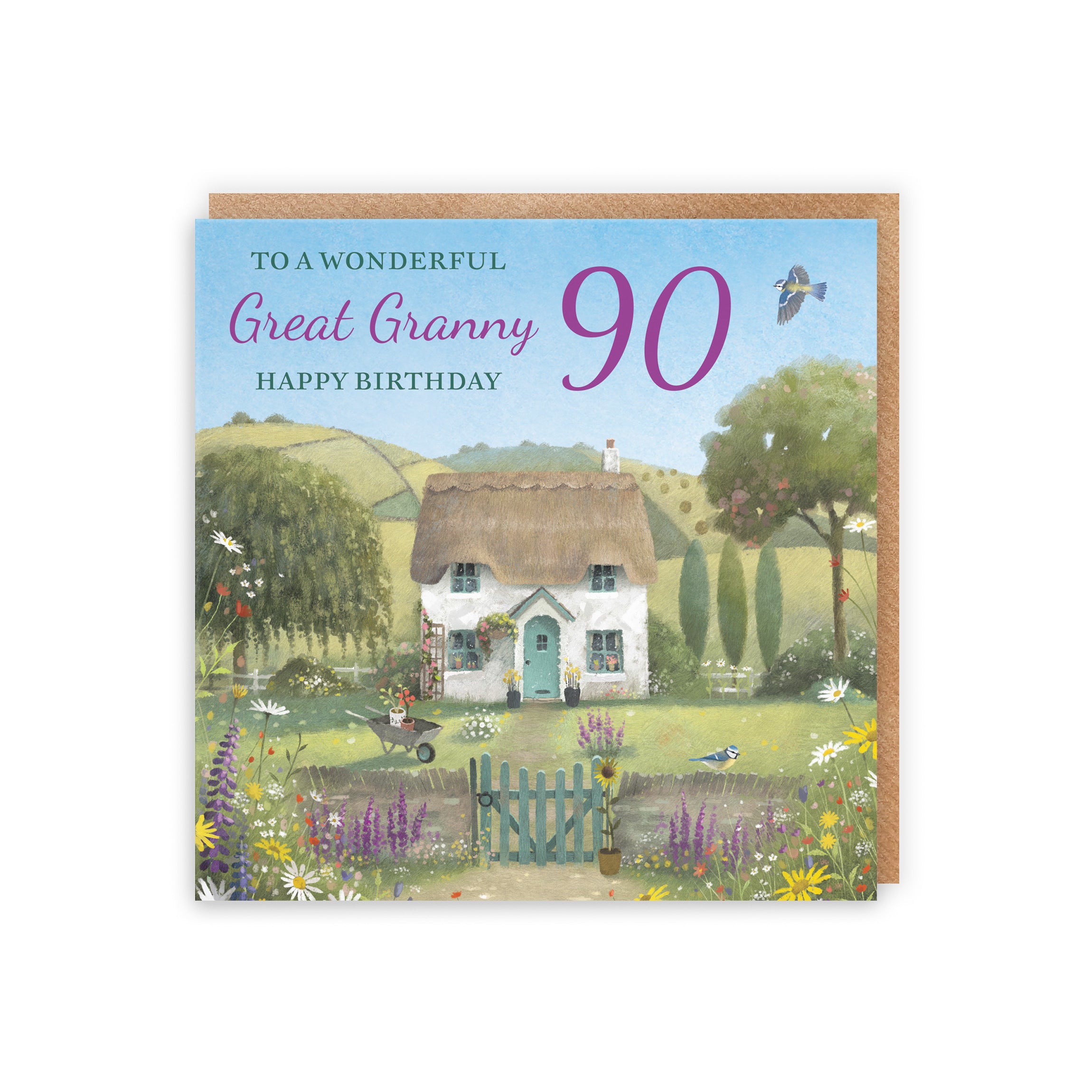 90th Great Granny Birthday Card Thatched Cottage Milo's Gallery - Default Title (RT06702)