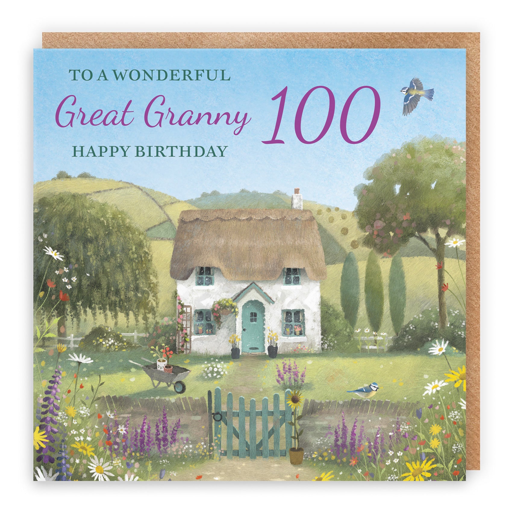100th Great Granny Birthday Card Thatched Cottage Milo's Gallery - Default Title (RT06703)