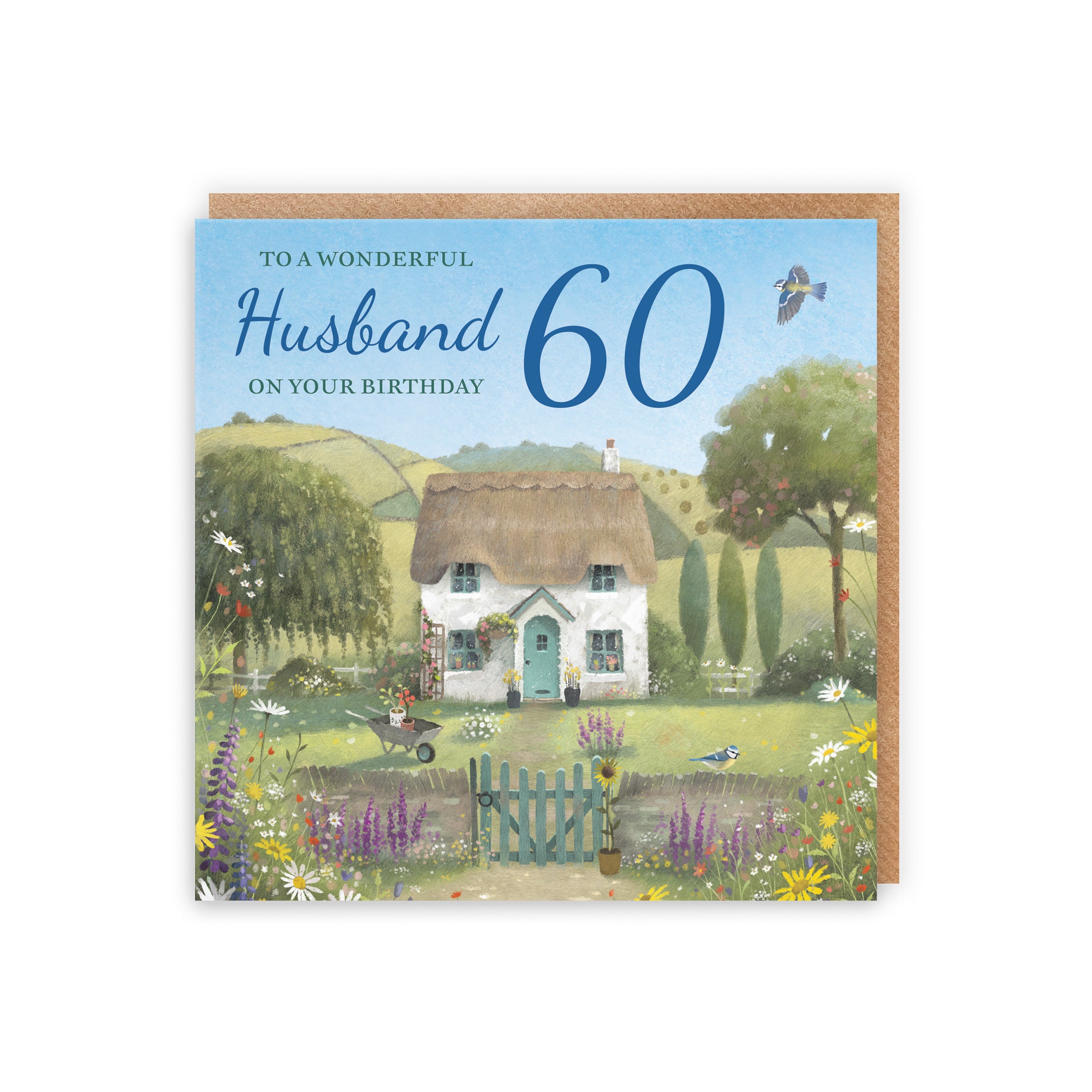 60th Husband Birthday Card Thatched Cottage Milo's Gallery - Default Title (RT06706)
