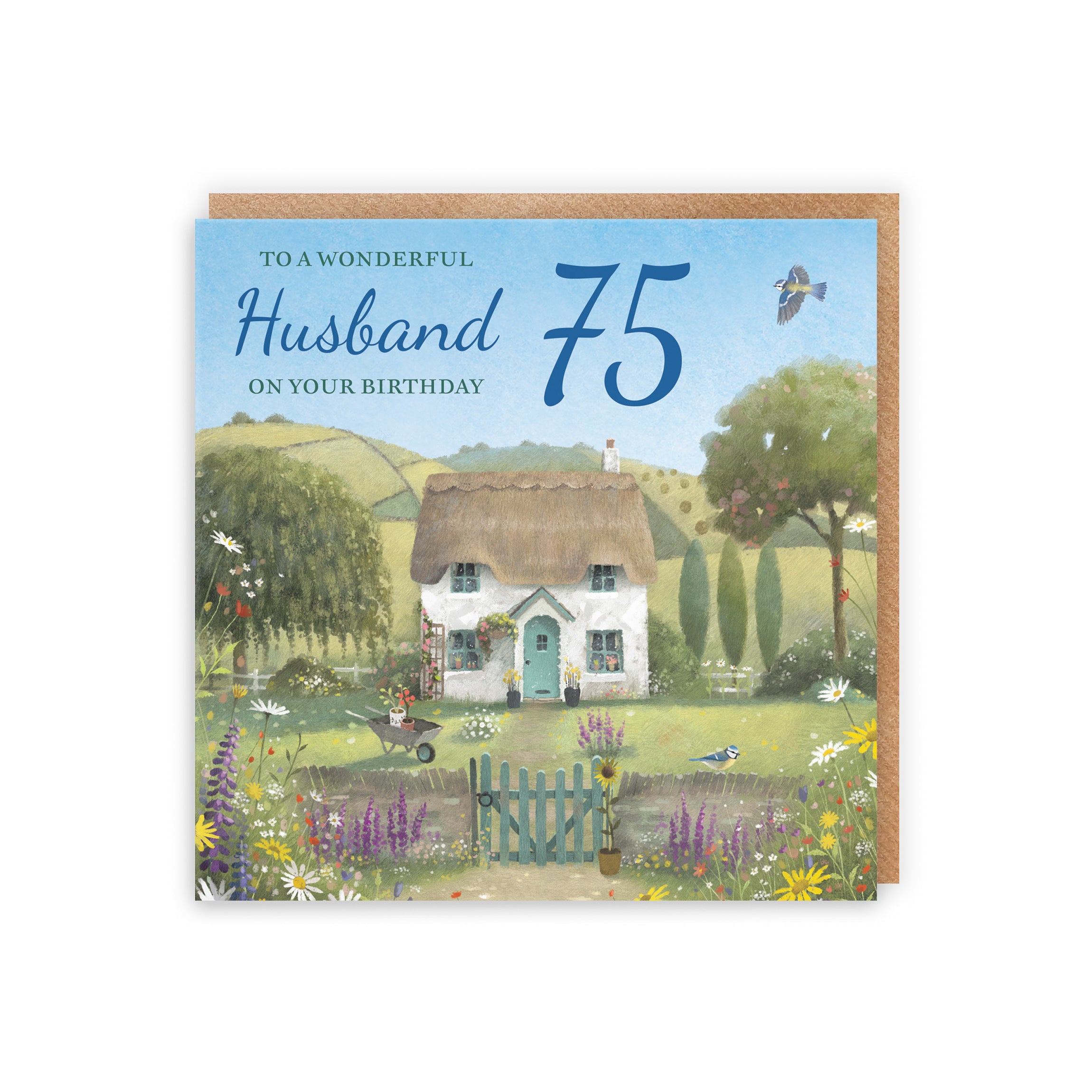 75th Husband Birthday Card Thatched Cottage Milo's Gallery - Default Title (RT06709)