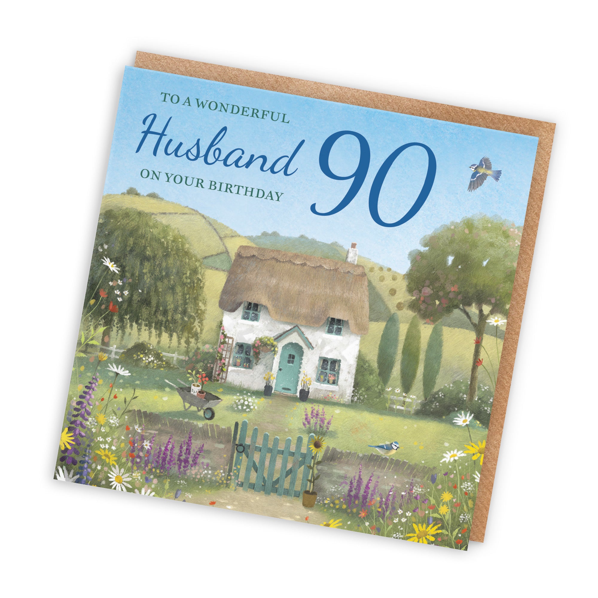 90th Husband Birthday Card Thatched Cottage Milo's Gallery - Default Title (RT06712)
