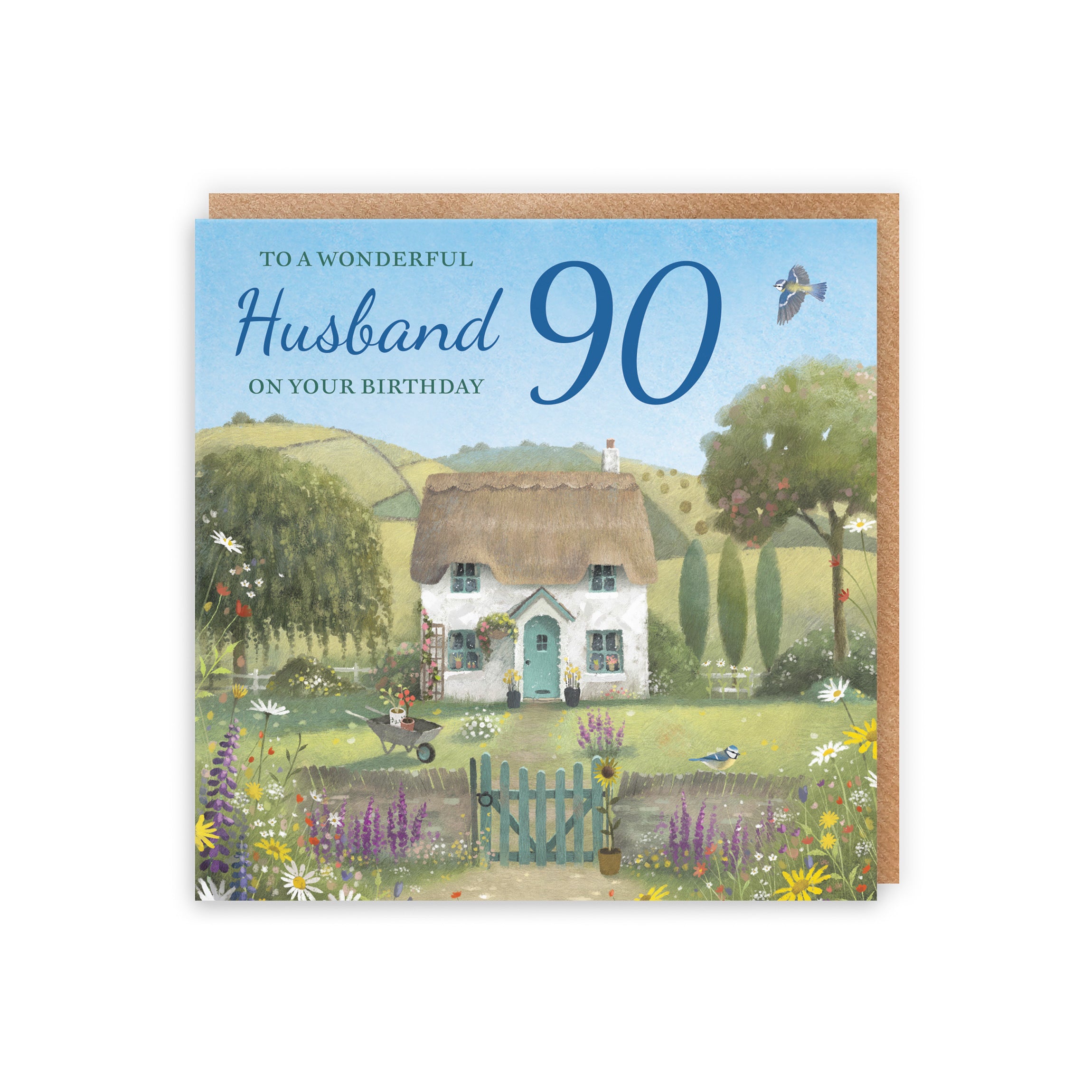 90th Husband Birthday Card Thatched Cottage Milo's Gallery - Default Title (RT06712)