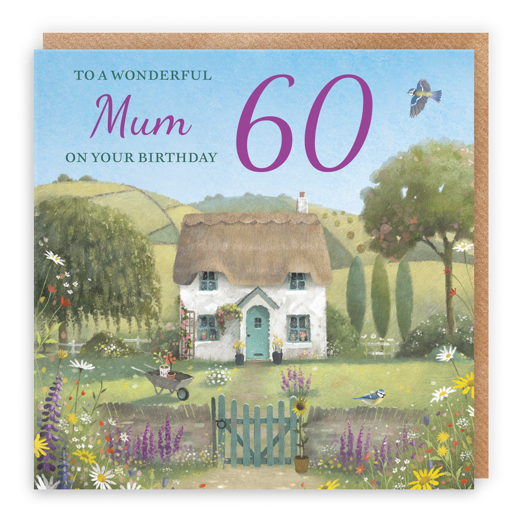 60th Mum Birthday Card Thatched Cottage Milo's Gallery - Default Title (RT06714)
