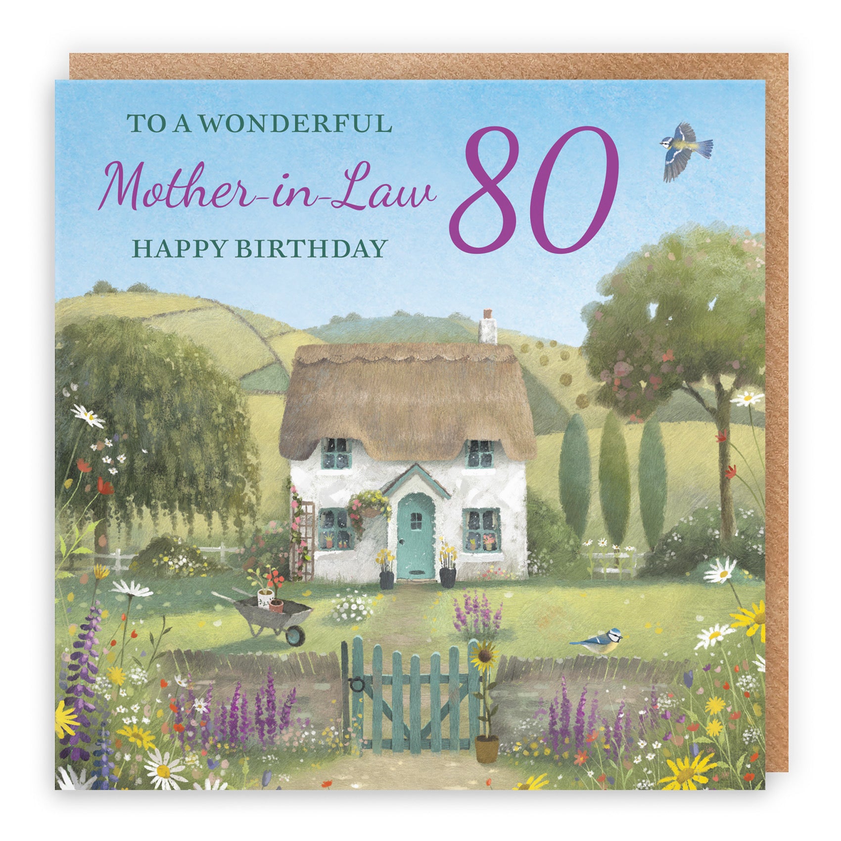 80th Mother-in-Law Birthday Card Thatched Cottage Milo's Gallery - Default Title (RT06725)