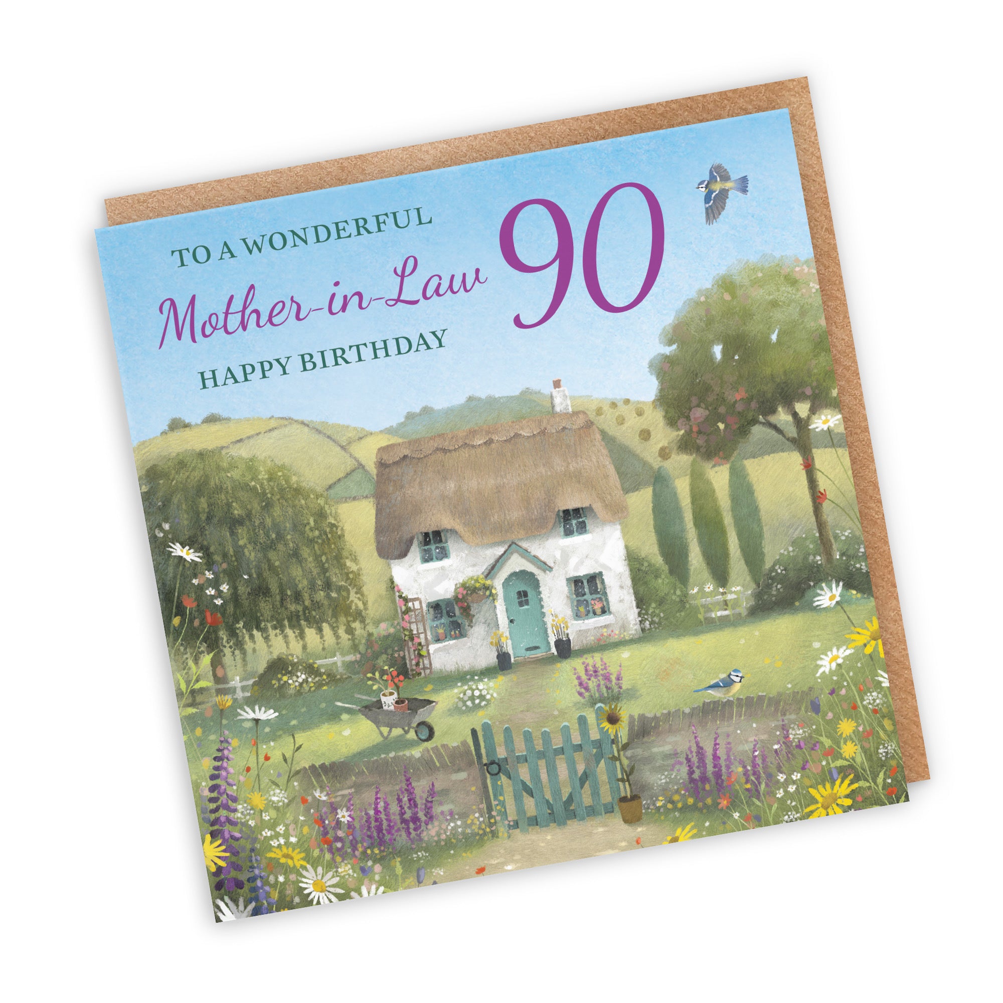 90th Mother-in-Law Birthday Card Thatched Cottage Milo's Gallery - Default Title (RT06726)