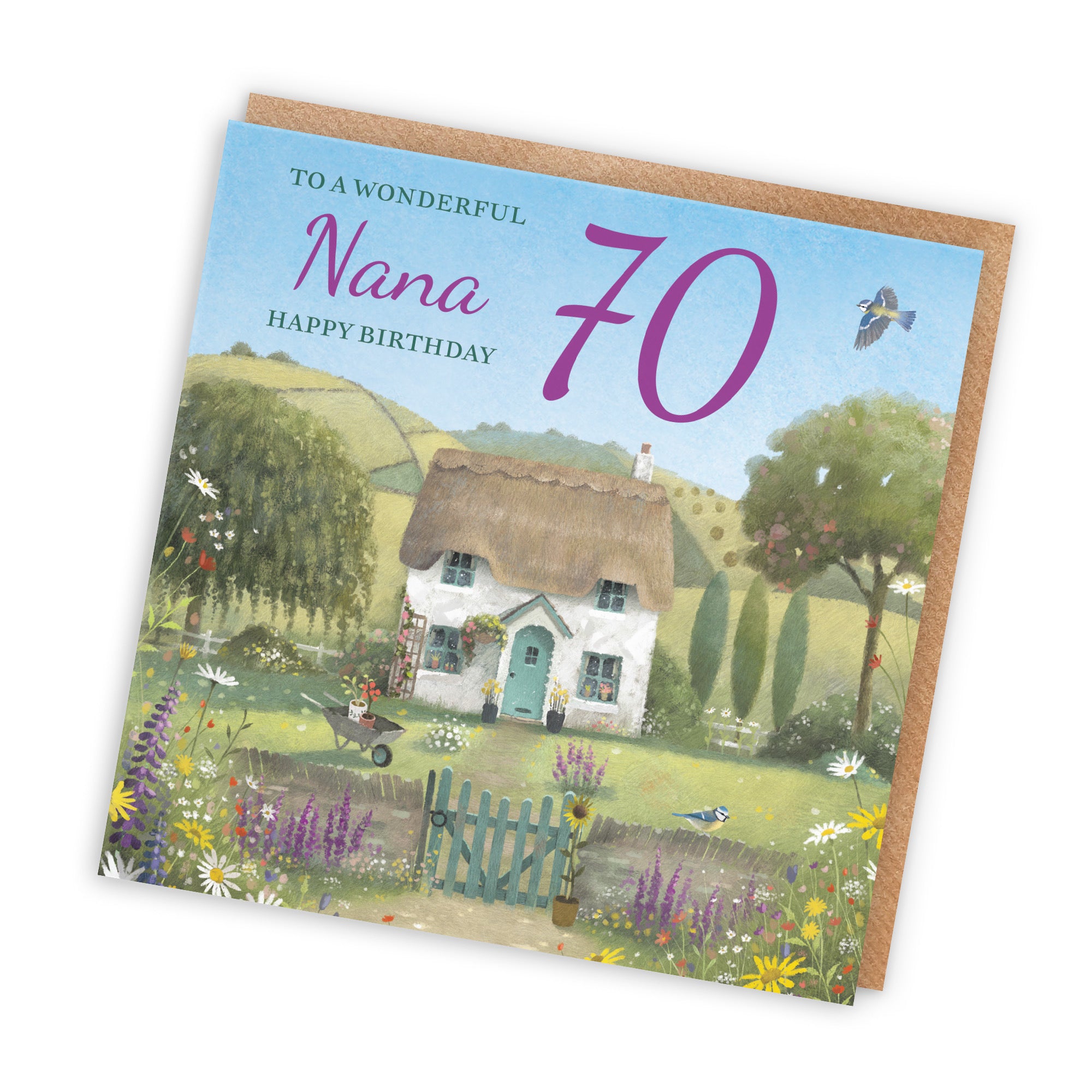 70th Nana Birthday Card Thatched Cottage Milo's Gallery - Default Title (RT06728)