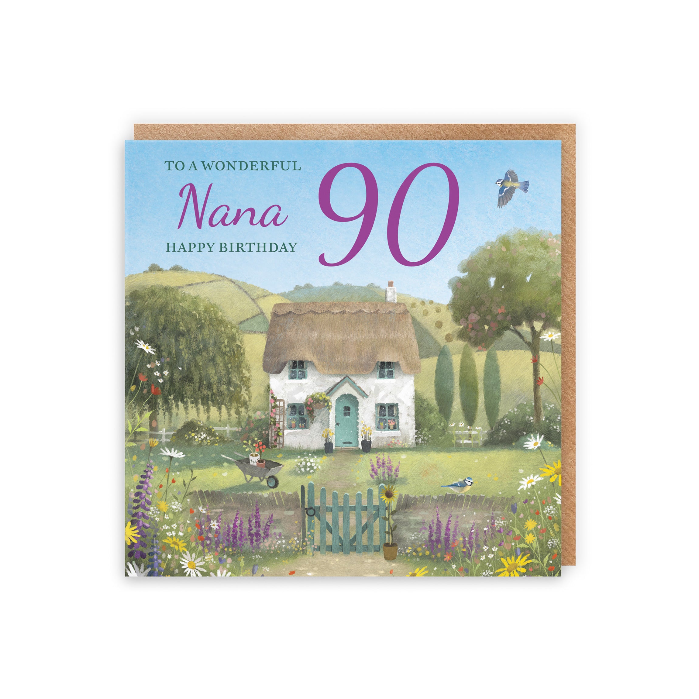 90th Nana Birthday Card Thatched Cottage Milo's Gallery - Default Title (RT06732)