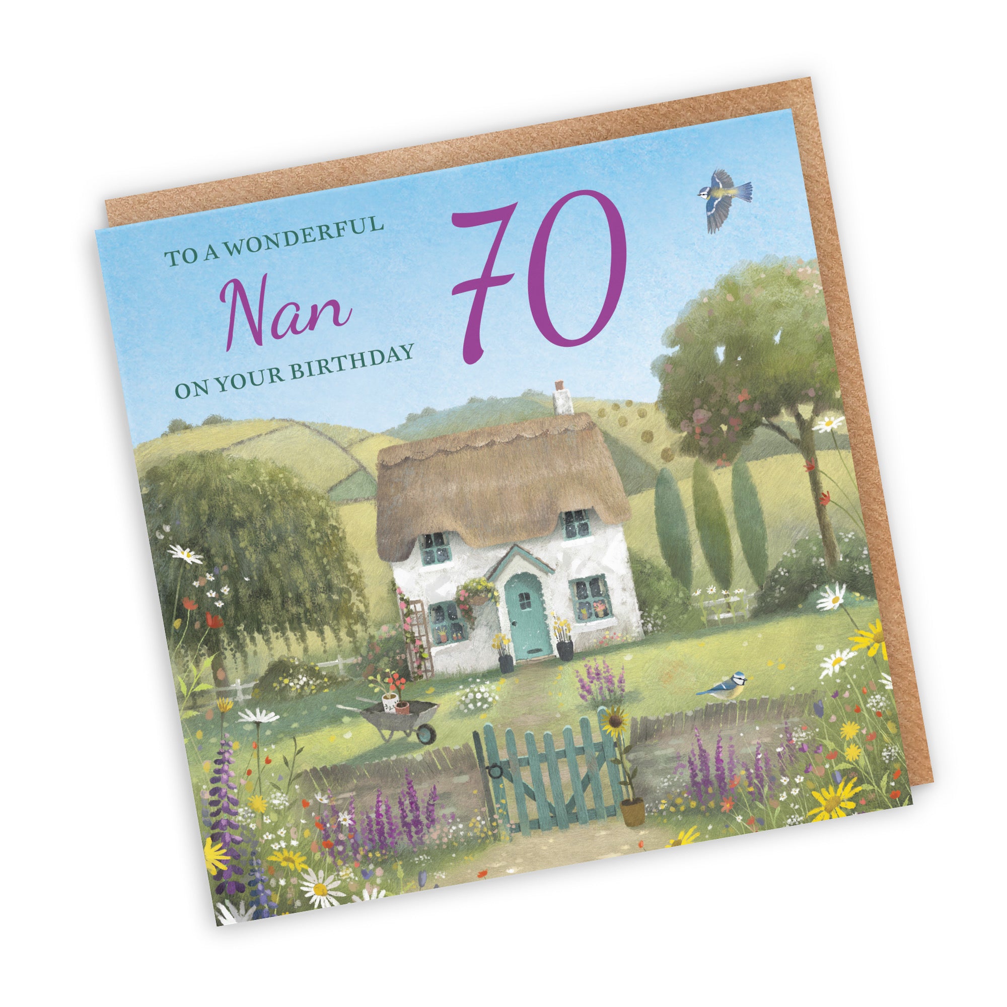 70th Nan Birthday Card Thatched Cottage Milo's Gallery - Default Title (RT06734)