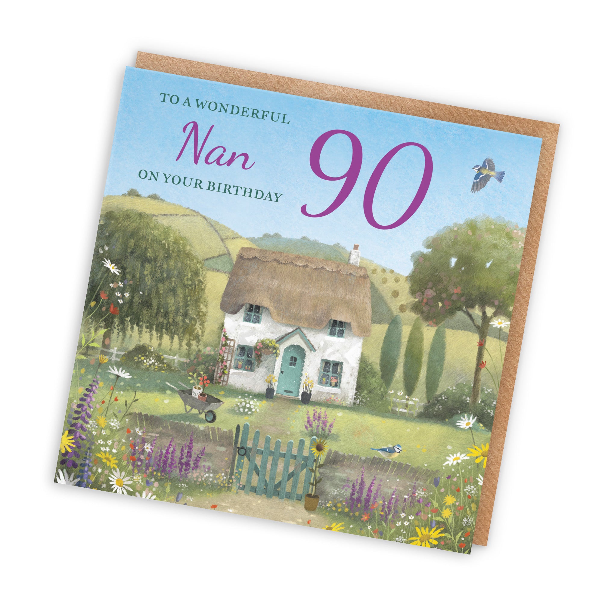 90th Nan Birthday Card Thatched Cottage Milo's Gallery - Default Title (RT06738)