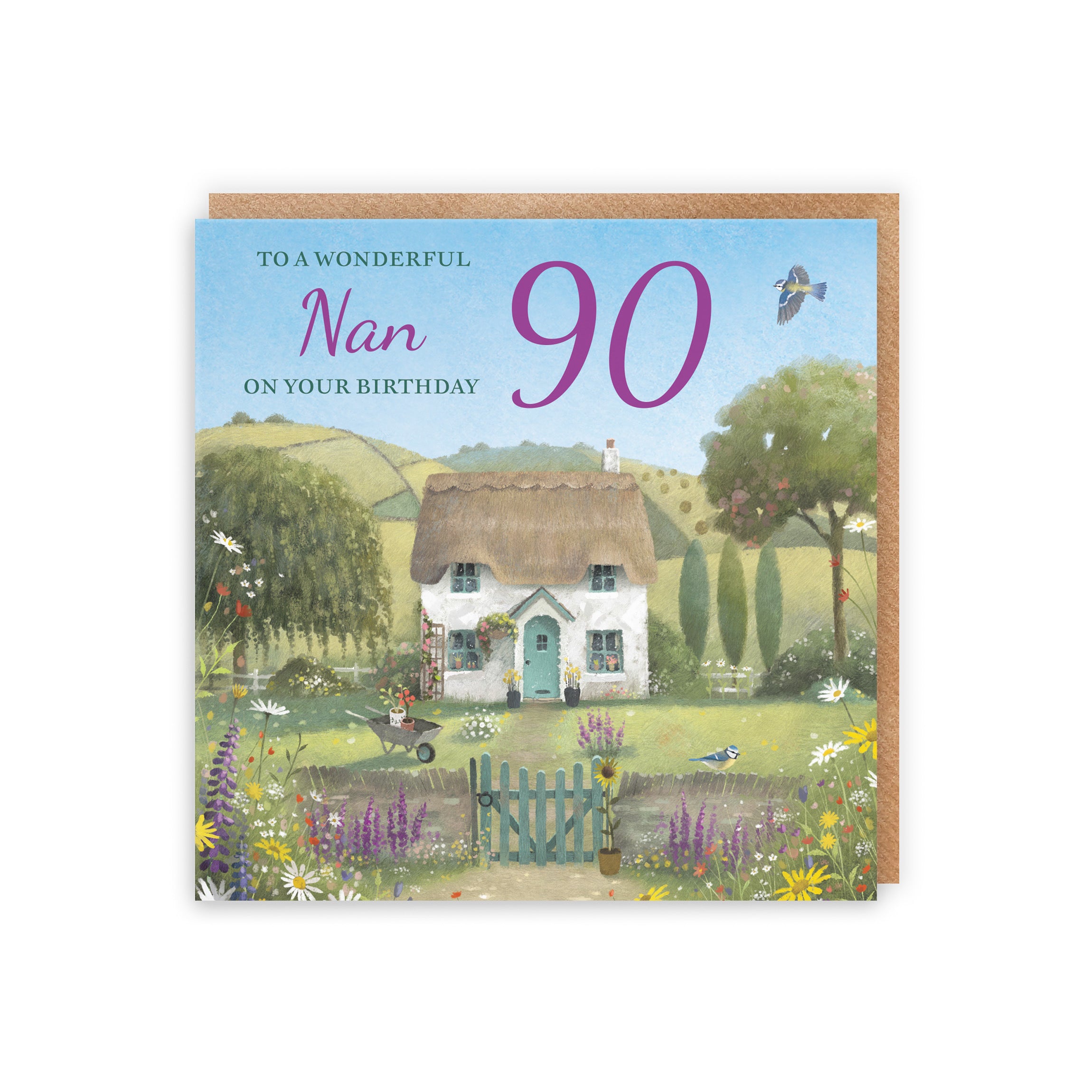 90th Nan Birthday Card Thatched Cottage Milo's Gallery - Default Title (RT06738)