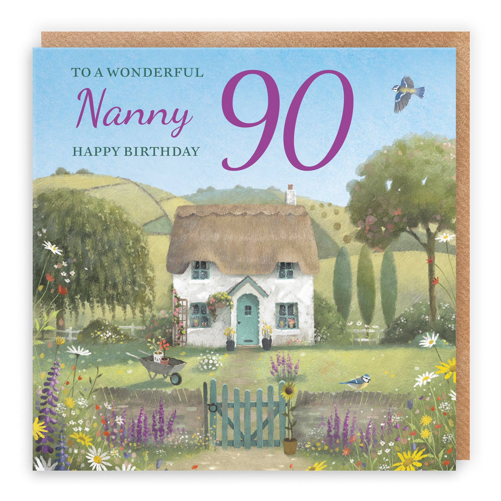 90th Nanny Birthday Card Thatched Cottage Milo's Gallery - Default Title (RT06744)