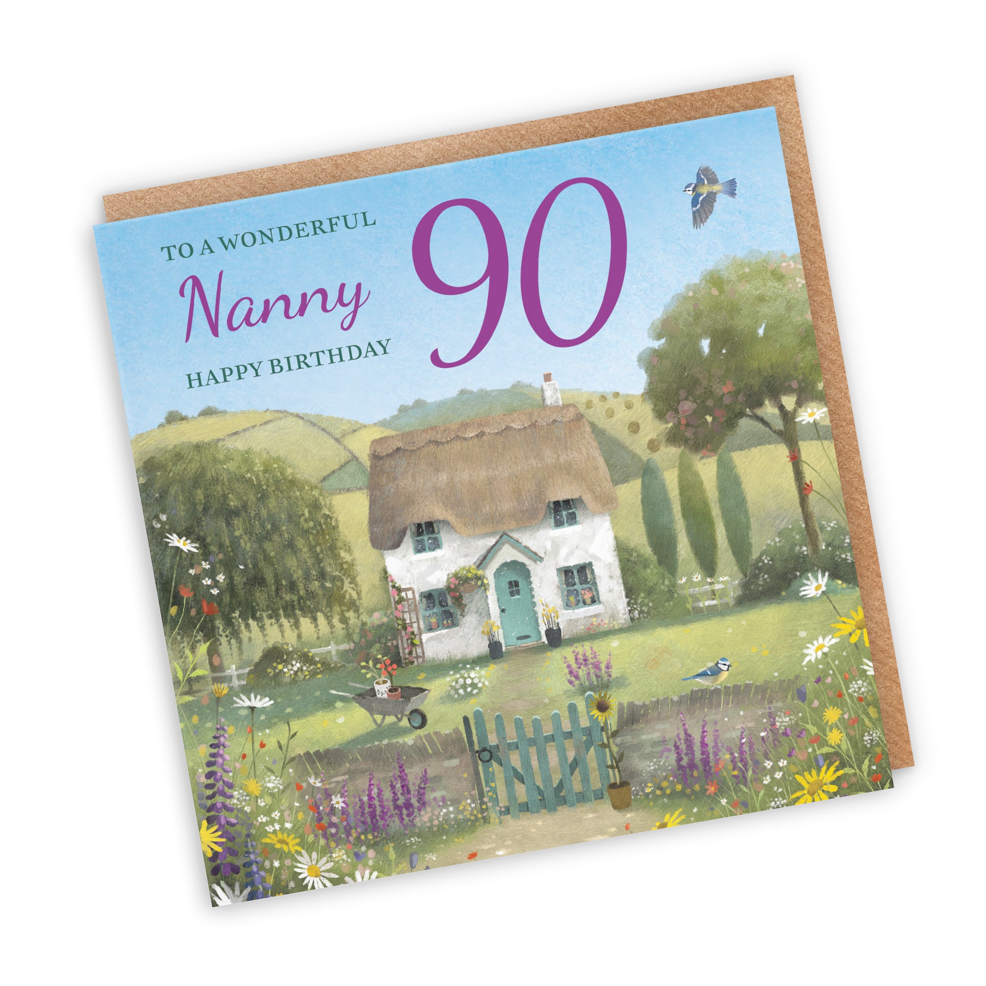 90th Nanny Birthday Card Thatched Cottage Milo's Gallery - Default Title (RT06744)