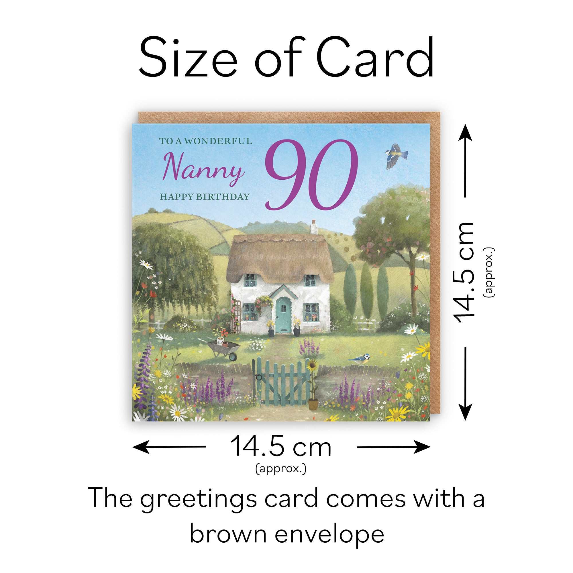 90th Nanny Birthday Card Thatched Cottage Milo's Gallery - Default Title (RT06744)