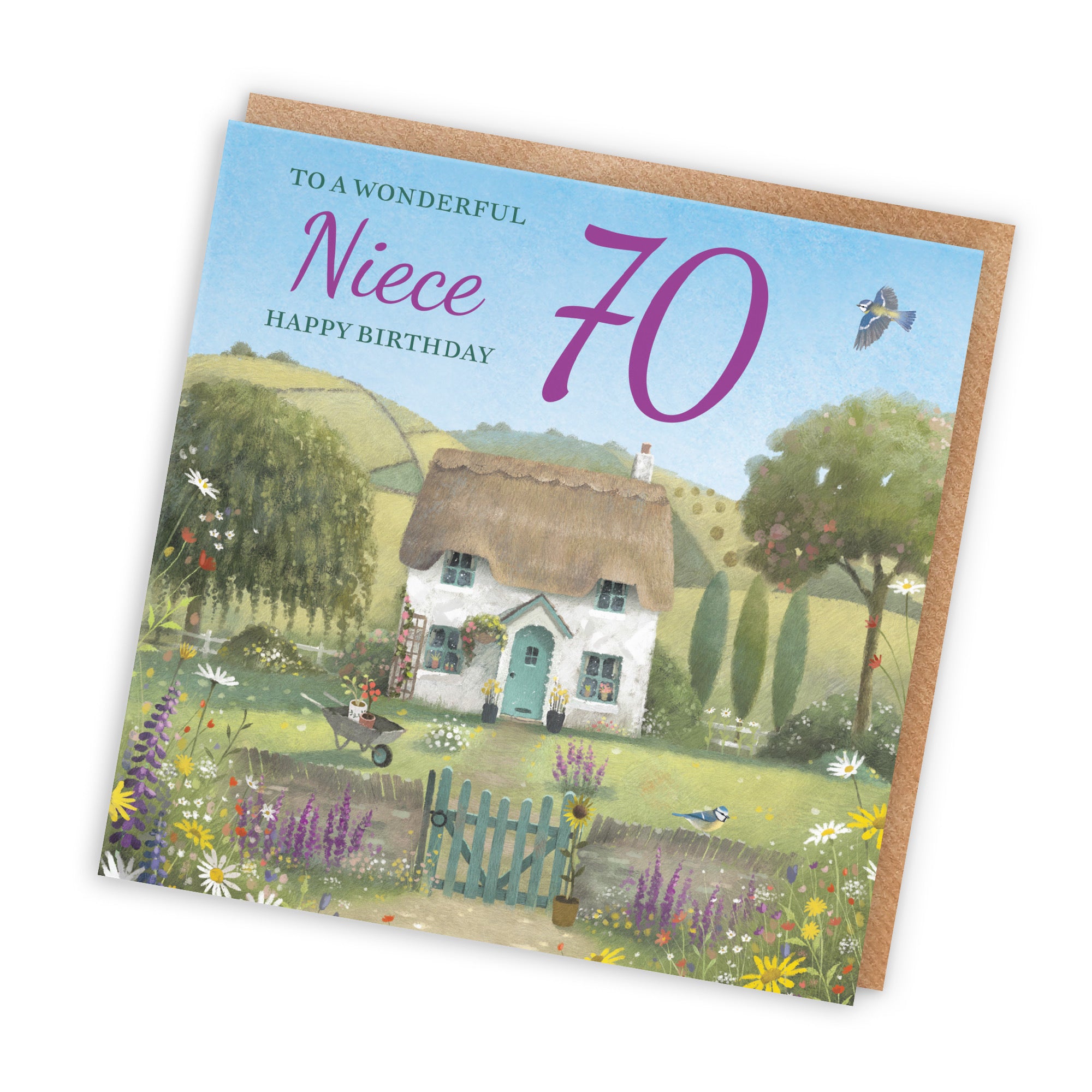 70th Niece Birthday Card Thatched Cottage Milo's Gallery - Default Title (RT06753)