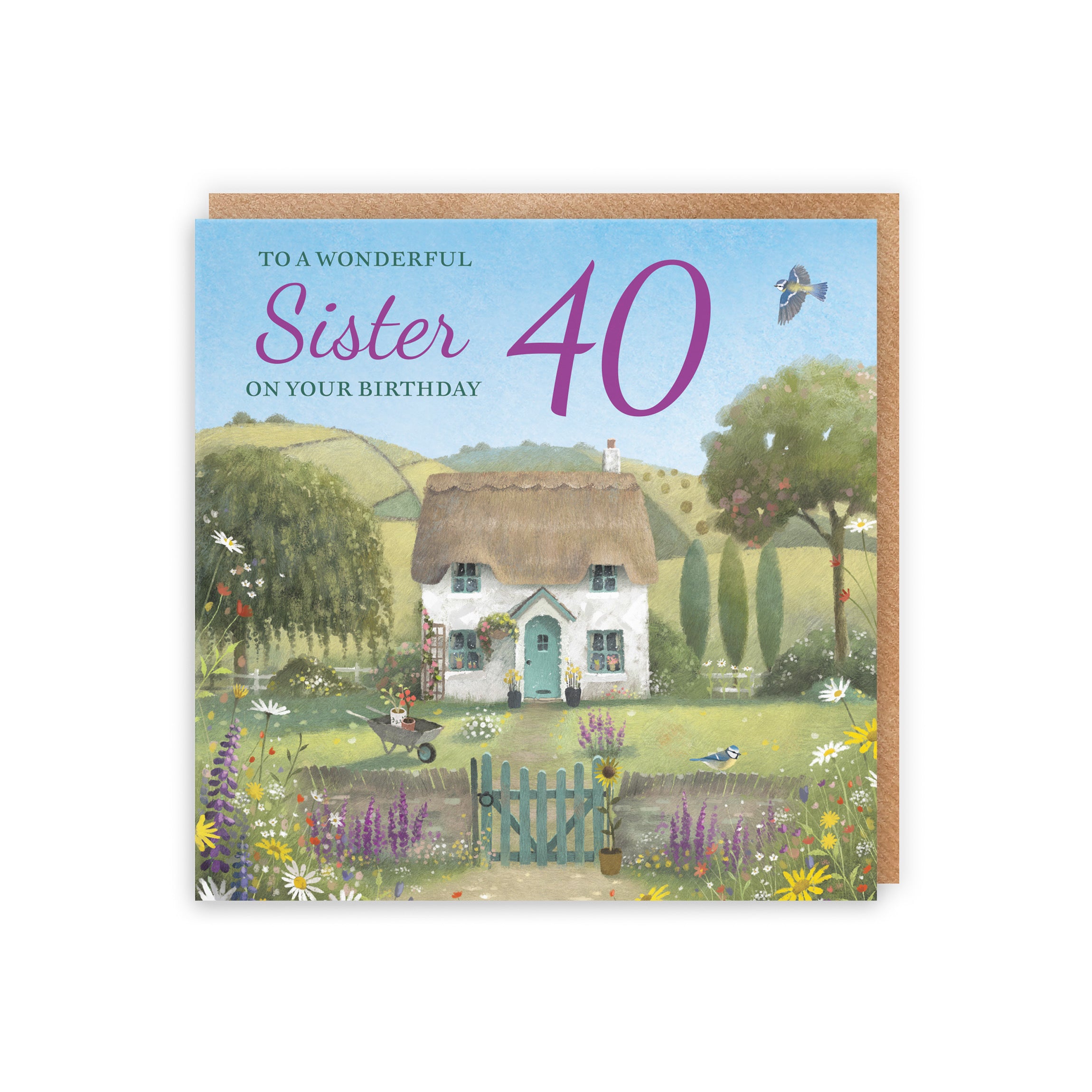 40th Sister Birthday Card Thatched Cottage Milo's Gallery - Default Title (RT06755)