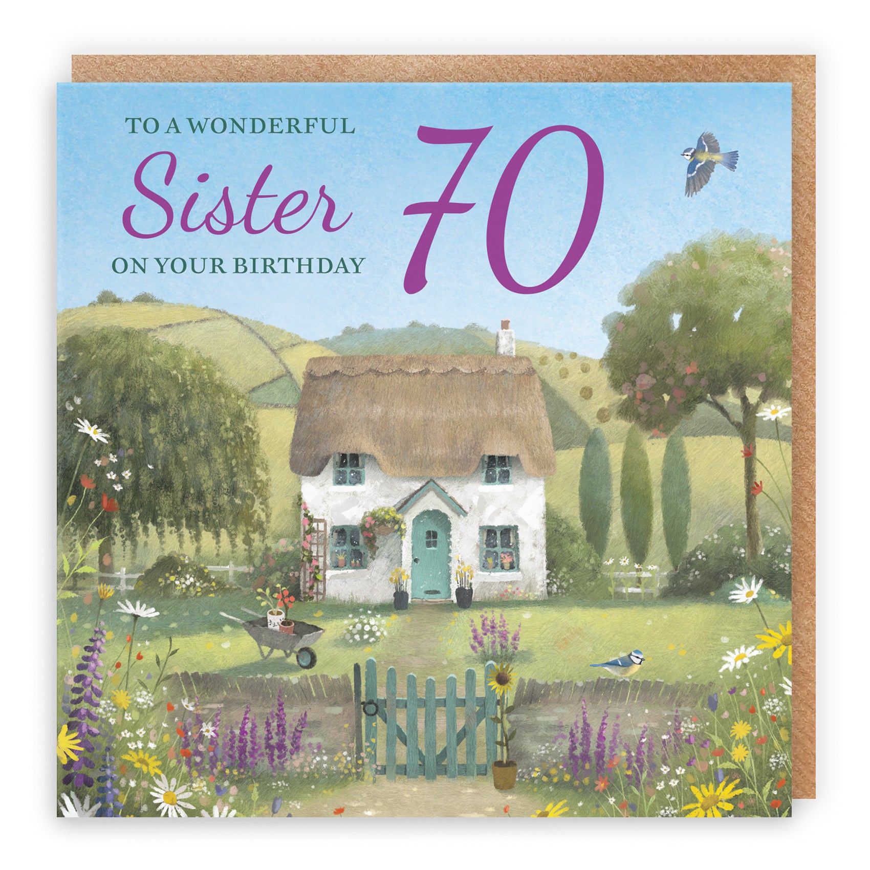 70th Sister Birthday Card Thatched Cottage Milo's Gallery - Default Title (RT06759)