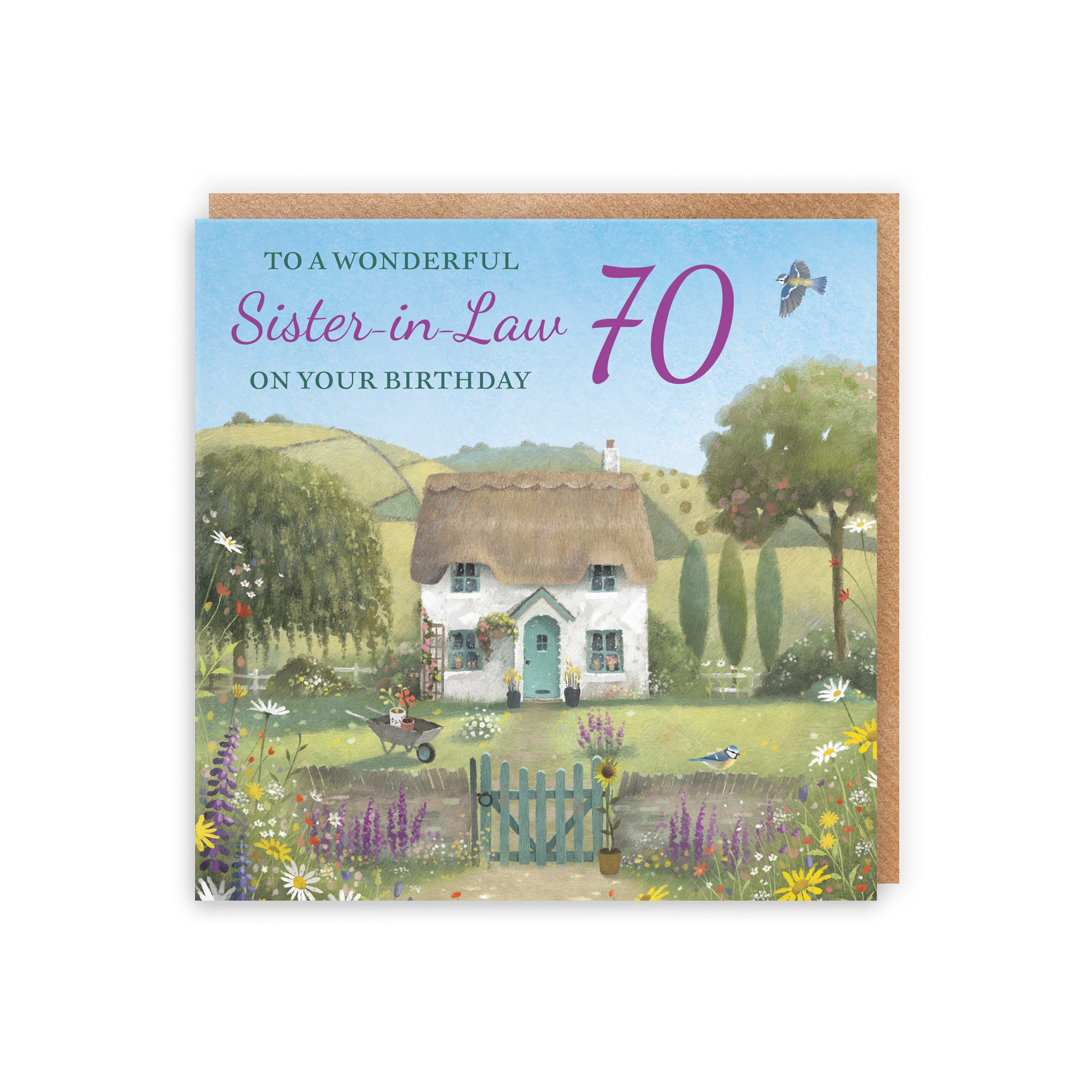 70th Sister-in-Law Birthday Card Thatched Cottage Milo's Gallery - Default Title (RT06769)