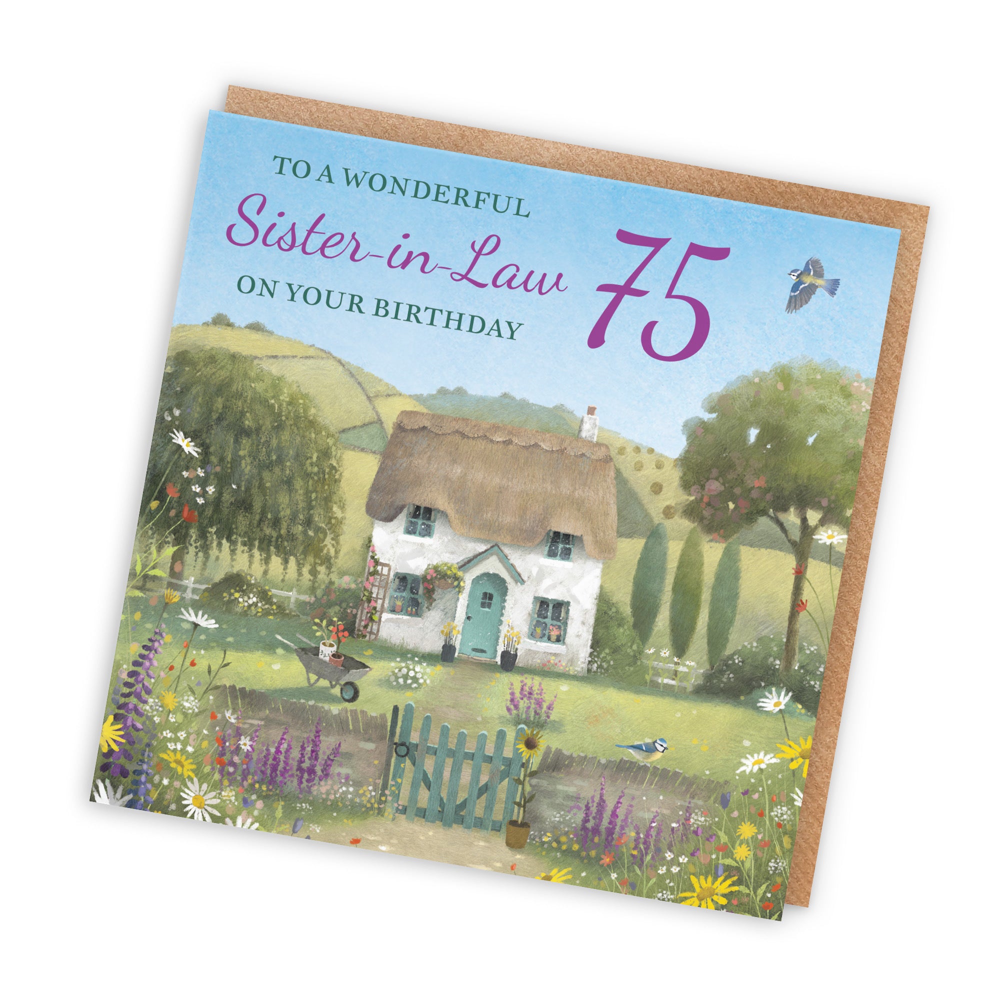 75th Sister-in-Law Birthday Card Thatched Cottage Milo's Gallery - Default Title (RT06770)