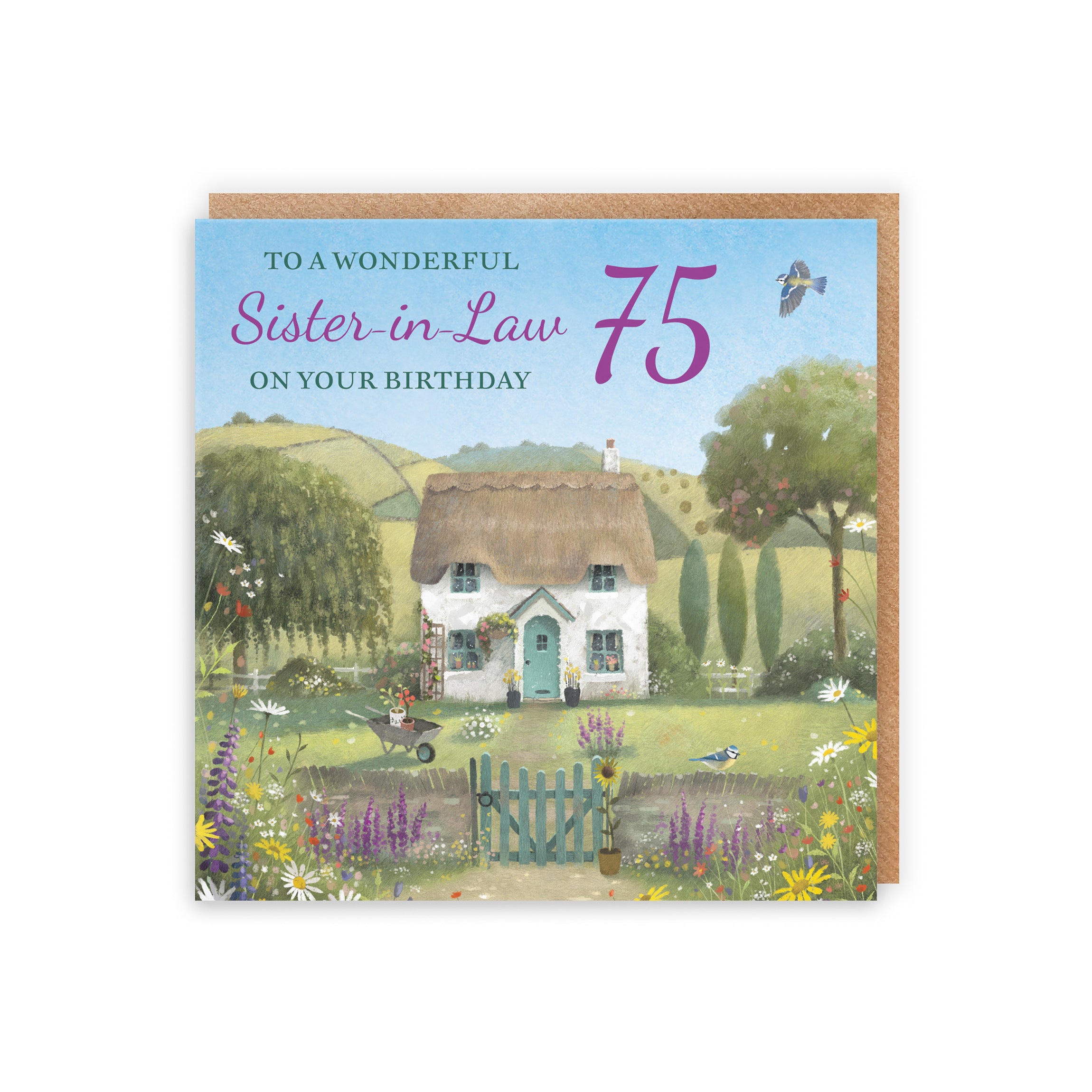 75th Sister-in-Law Birthday Card Thatched Cottage Milo's Gallery - Default Title (RT06770)