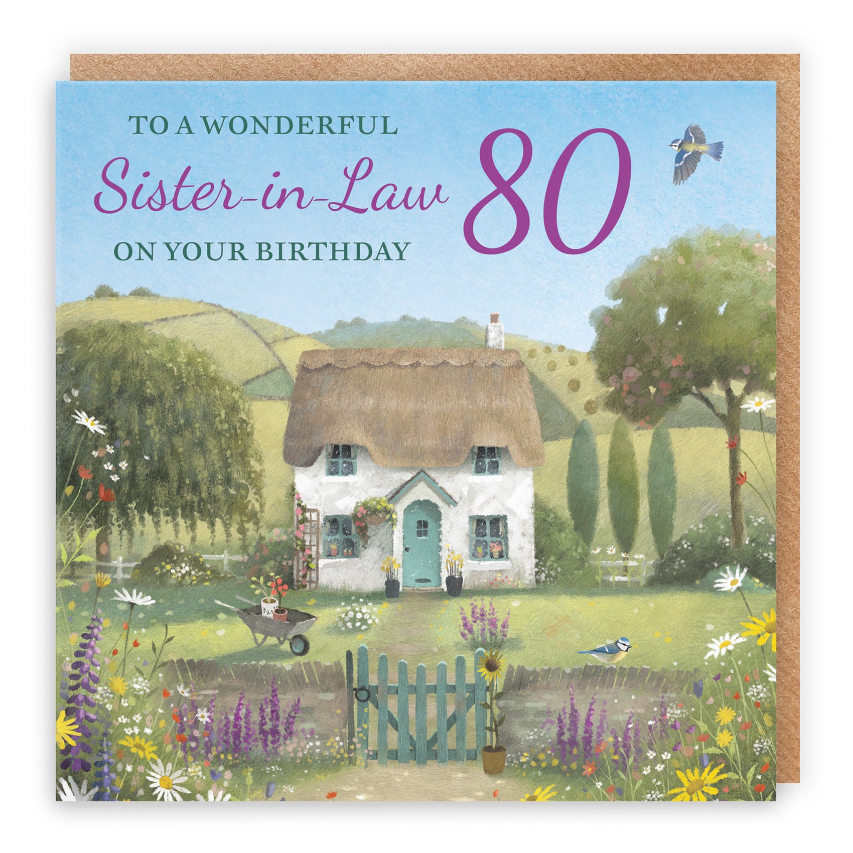 80th Sister-in-Law Birthday Card Thatched Cottage Milo's Gallery - Default Title (RT06771)