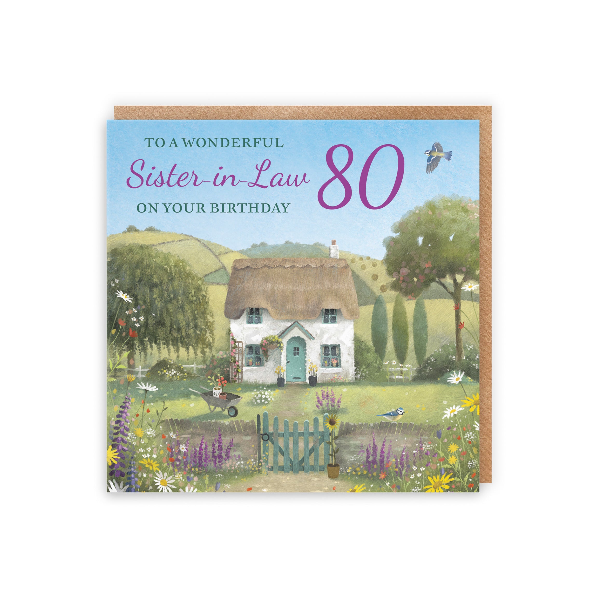 80th Sister-in-Law Birthday Card Thatched Cottage Milo's Gallery - Default Title (RT06771)
