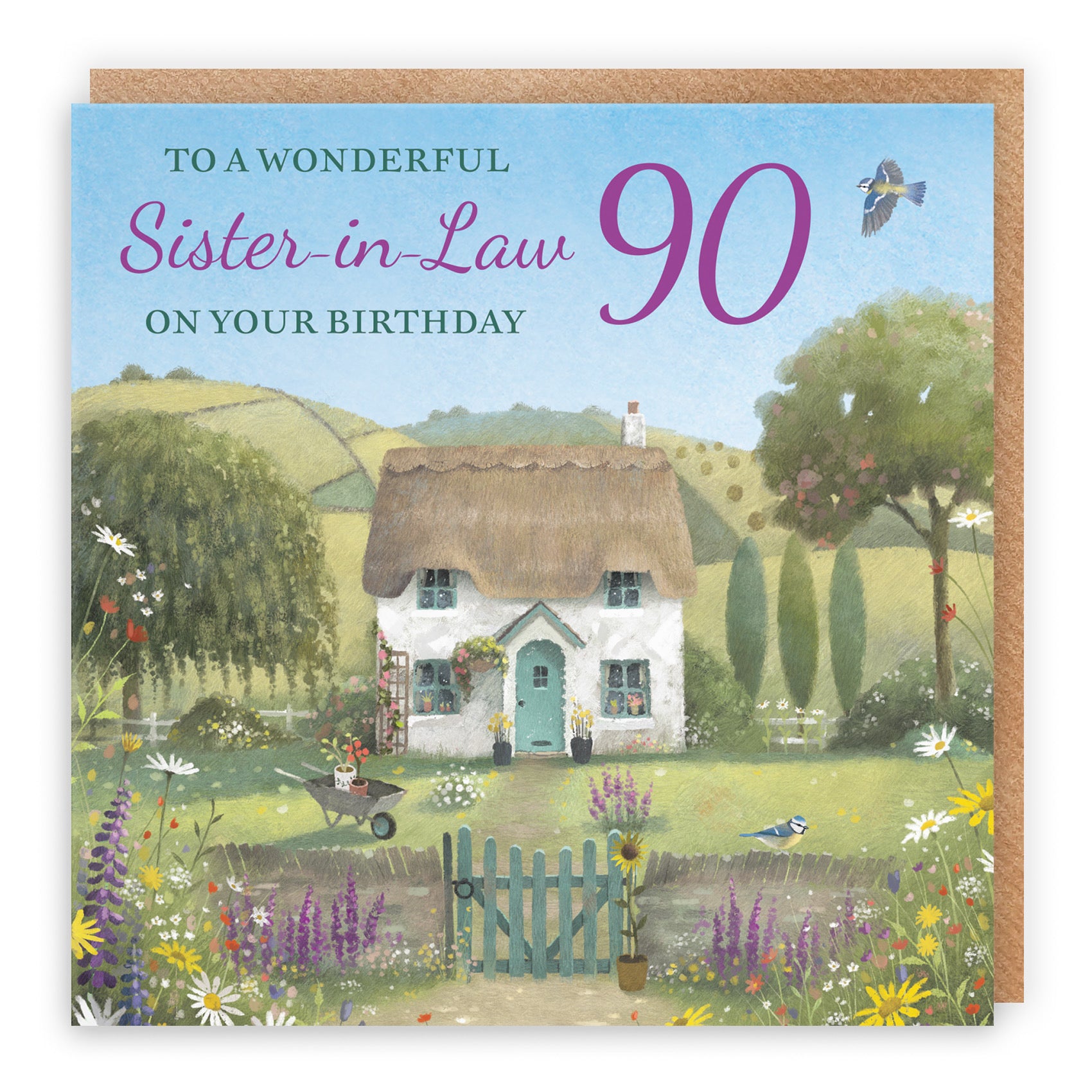 90th Sister-in-Law Birthday Card Thatched Cottage Milo's Gallery - Default Title (RT06772)