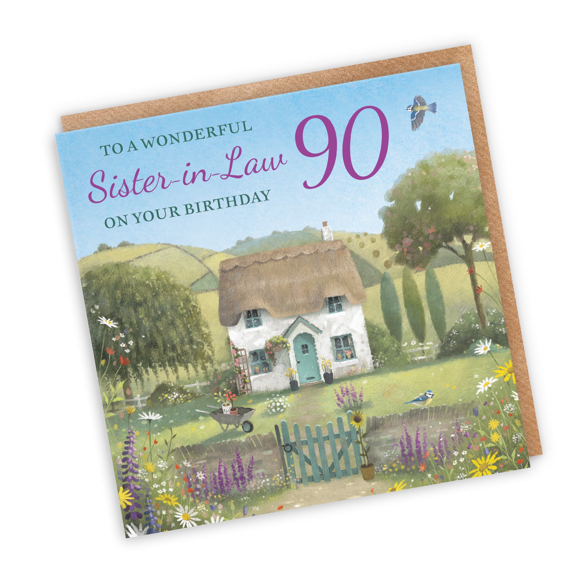 90th Sister-in-Law Birthday Card Thatched Cottage Milo's Gallery - Default Title (RT06772)