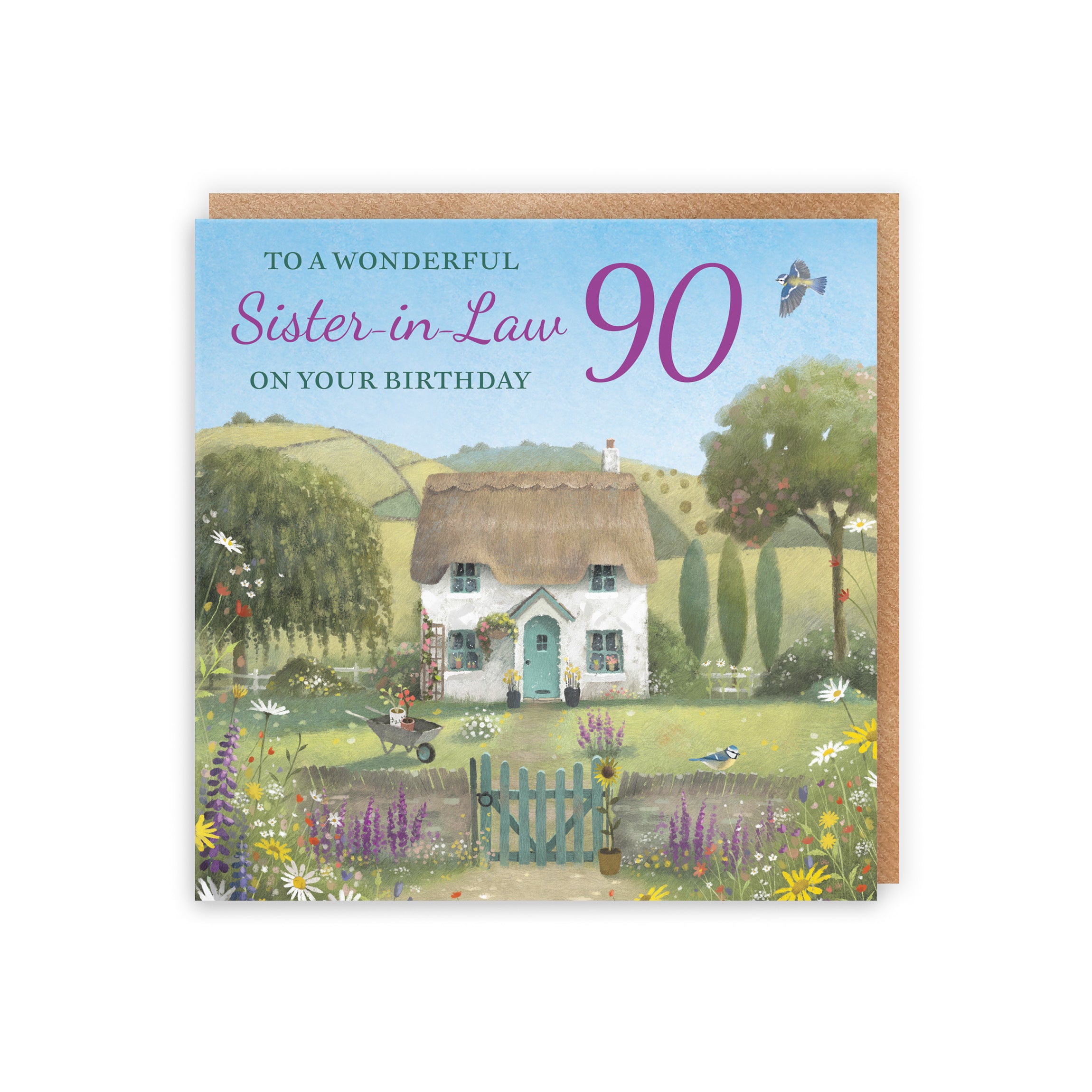 90th Sister-in-Law Birthday Card Thatched Cottage Milo's Gallery - Default Title (RT06772)