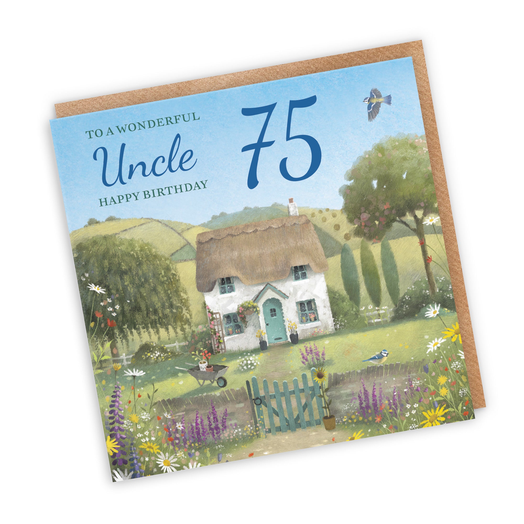 75th Uncle Birthday Card Thatched Cottage Milo's Gallery - Default Title (RT06796)