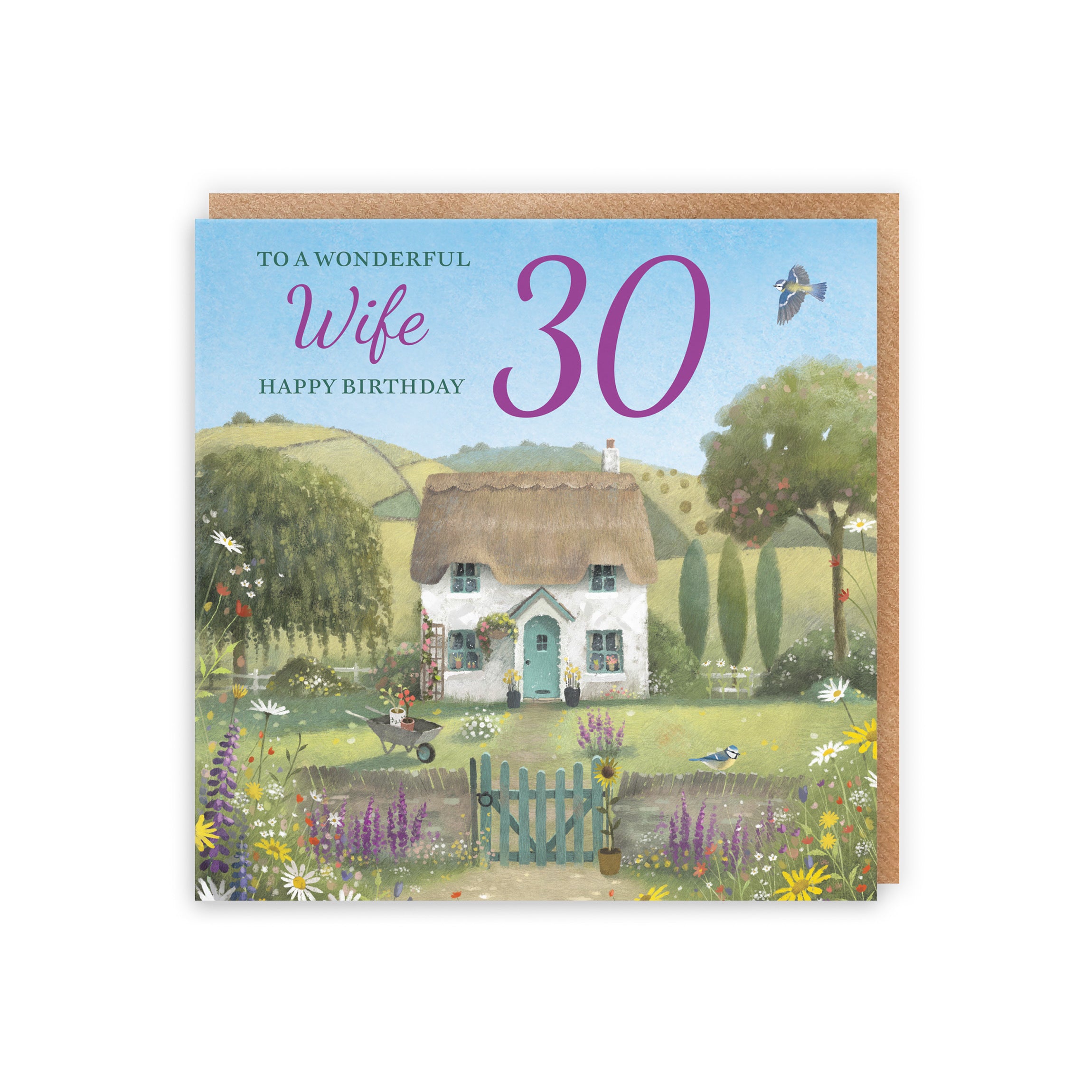 30th Wife Birthday Card Thatched Cottage Milo's Gallery - Default Title (RT06802)