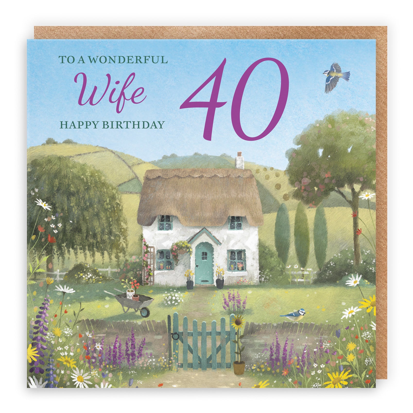 40th Wife Birthday Card Thatched Cottage Milo's Gallery - Default Title (RT06803)