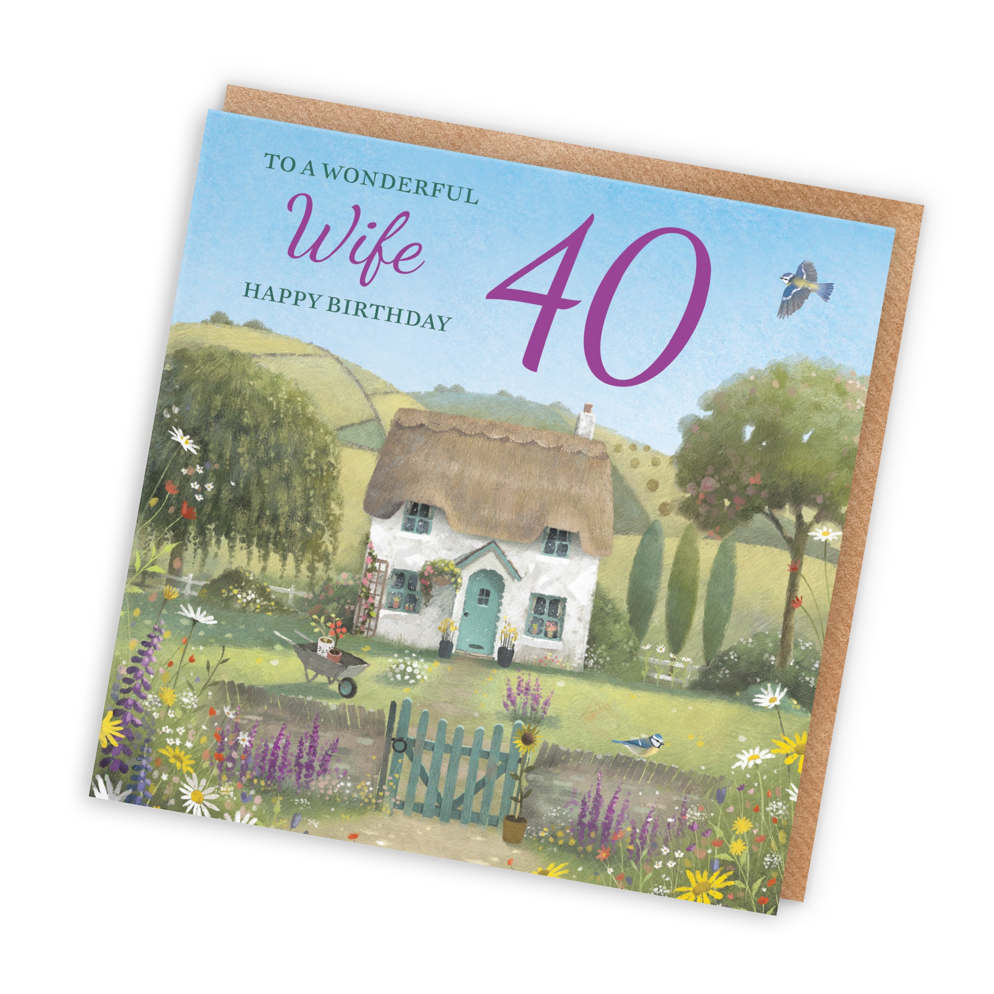 40th Wife Birthday Card Thatched Cottage Milo's Gallery - Default Title (RT06803)