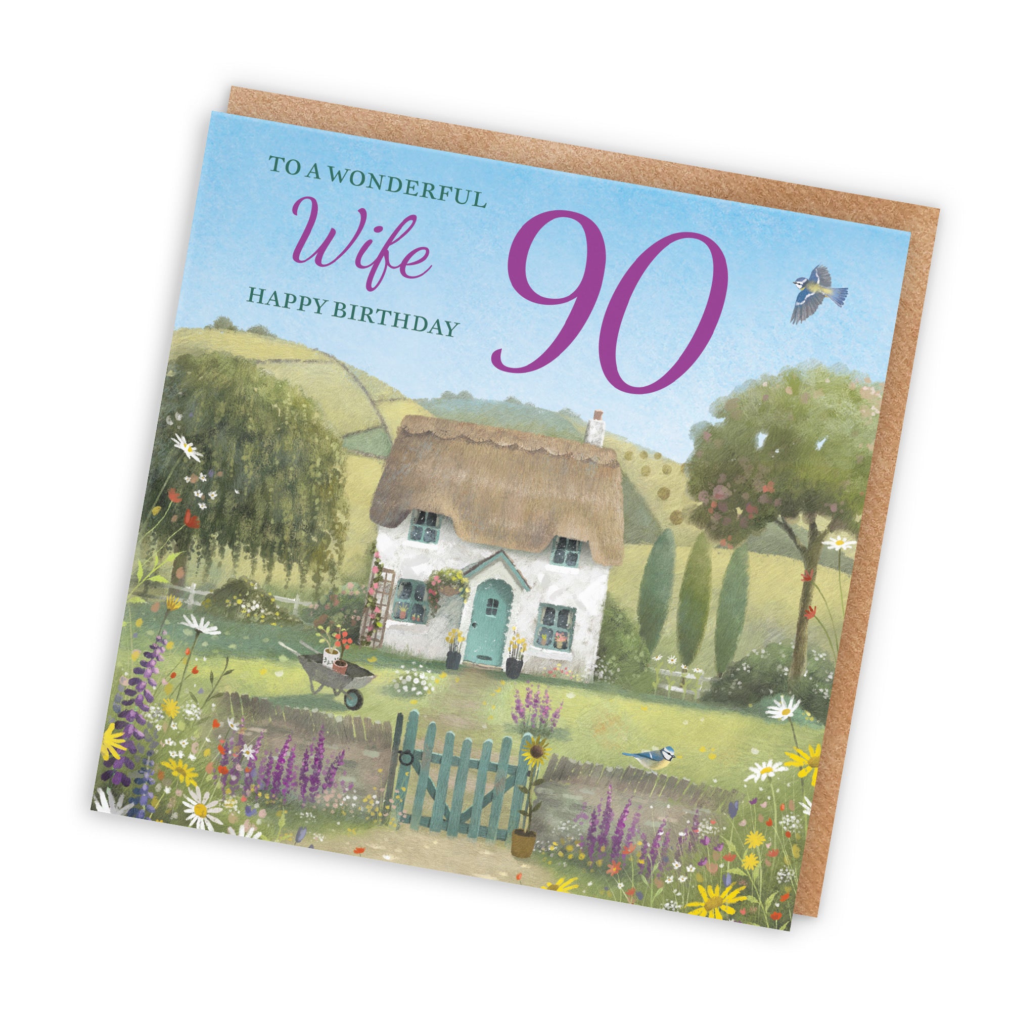 90th Wife Birthday Card Thatched Cottage Milo's Gallery - Default Title (RT06811)