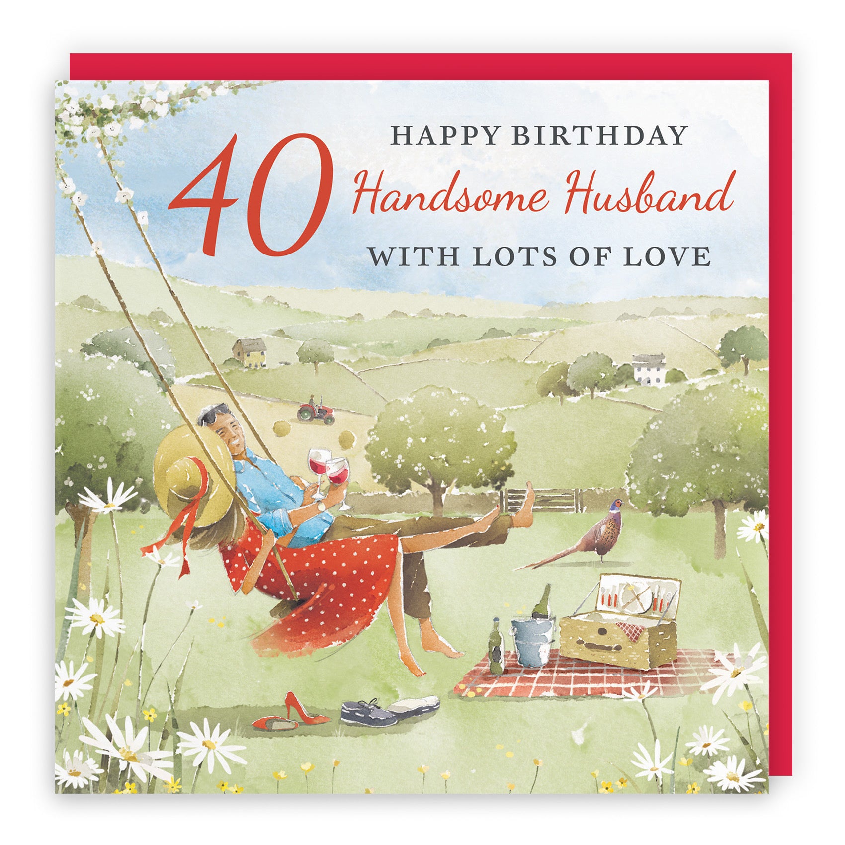 40th Husband Birthday Card Meadow Picnic Milo's Gallery - Default Title (RT06895)
