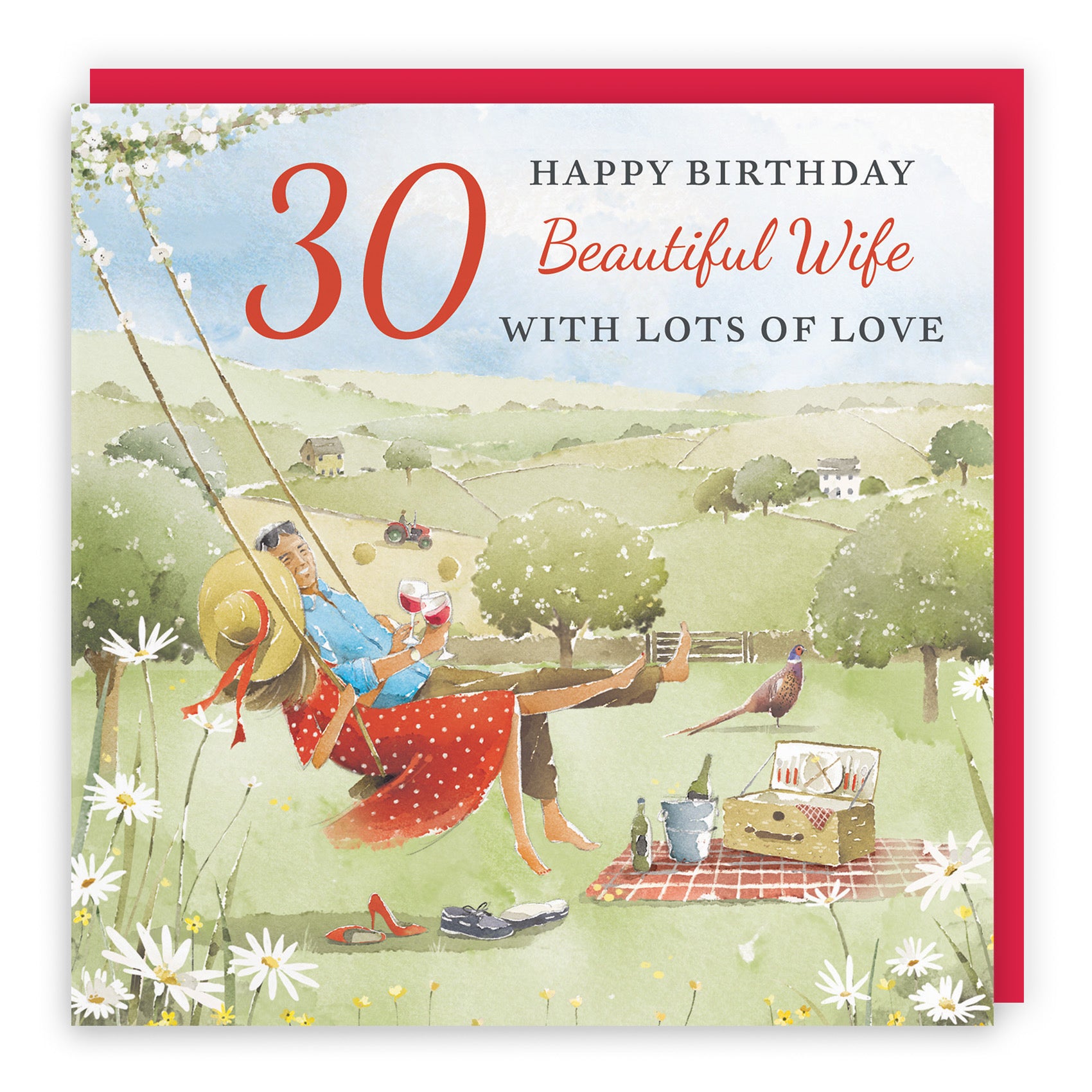 30th Wife Birthday Card Meadow Picnic Milo's Gallery - Default Title (RT06899)