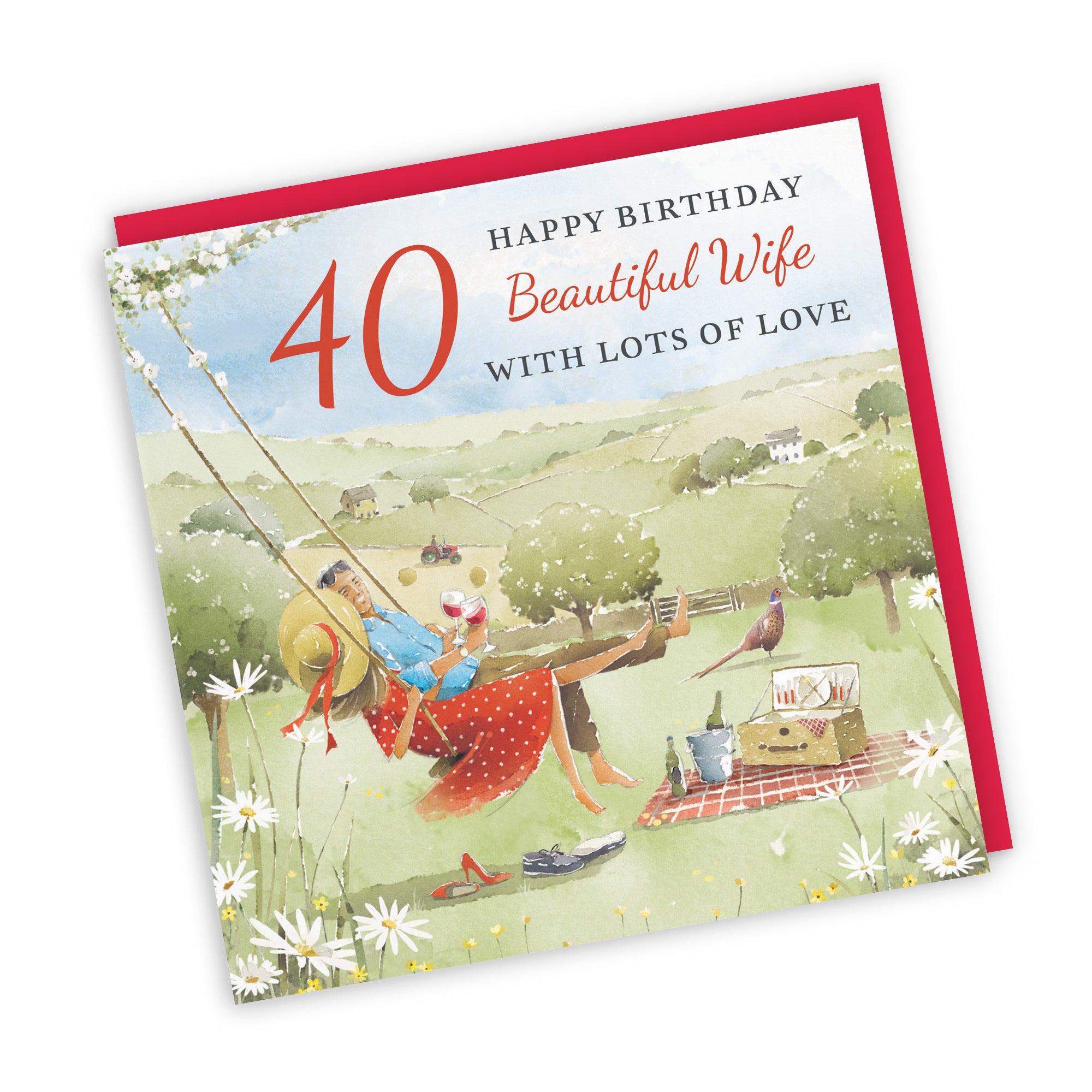 40th Wife Birthday Card Meadow Picnic Milo's Gallery - Default Title (RT06900)
