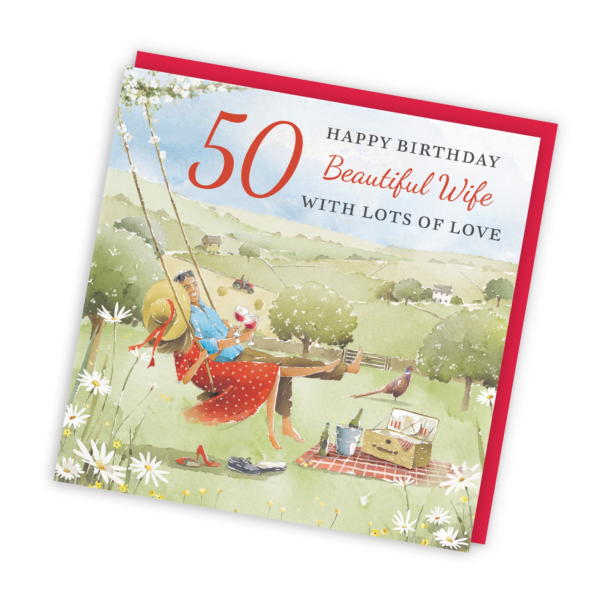 50th Wife Birthday Card Meadow Picnic Milo's Gallery - Default Title (RT06901)
