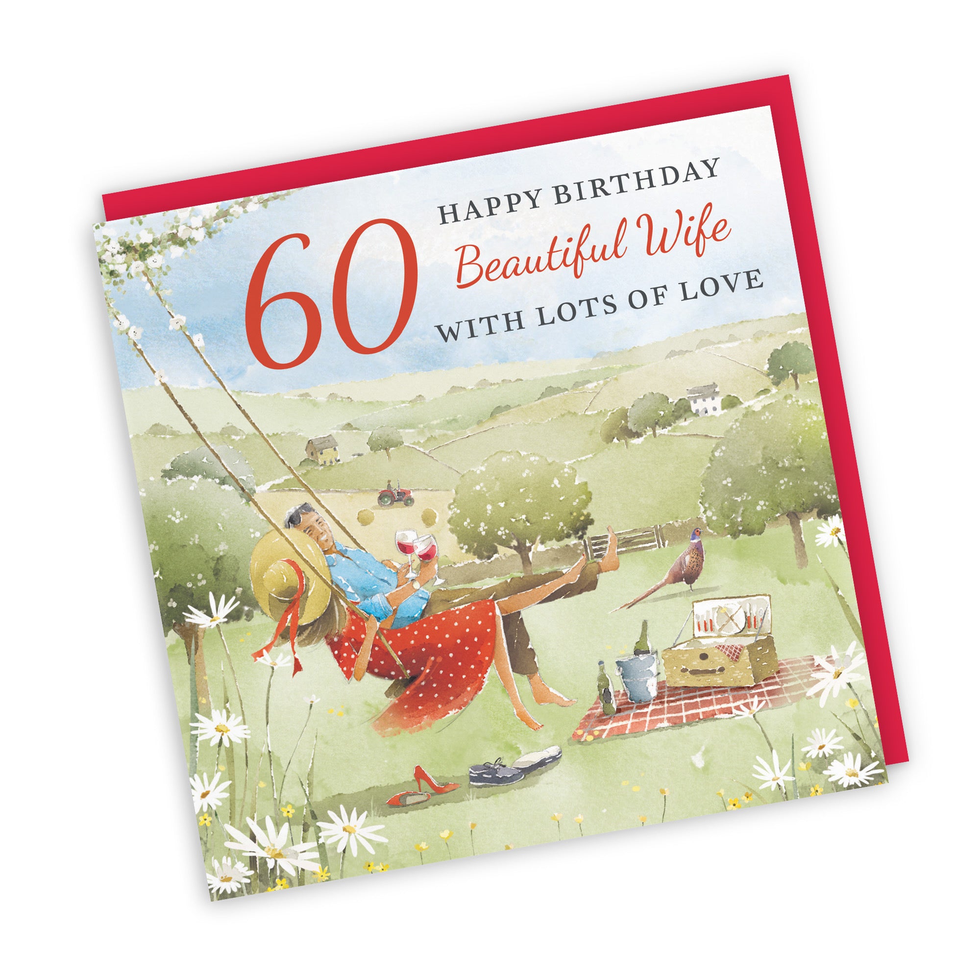 60th Wife Birthday Card Meadow Picnic Milo's Gallery - Default Title (RT06902)