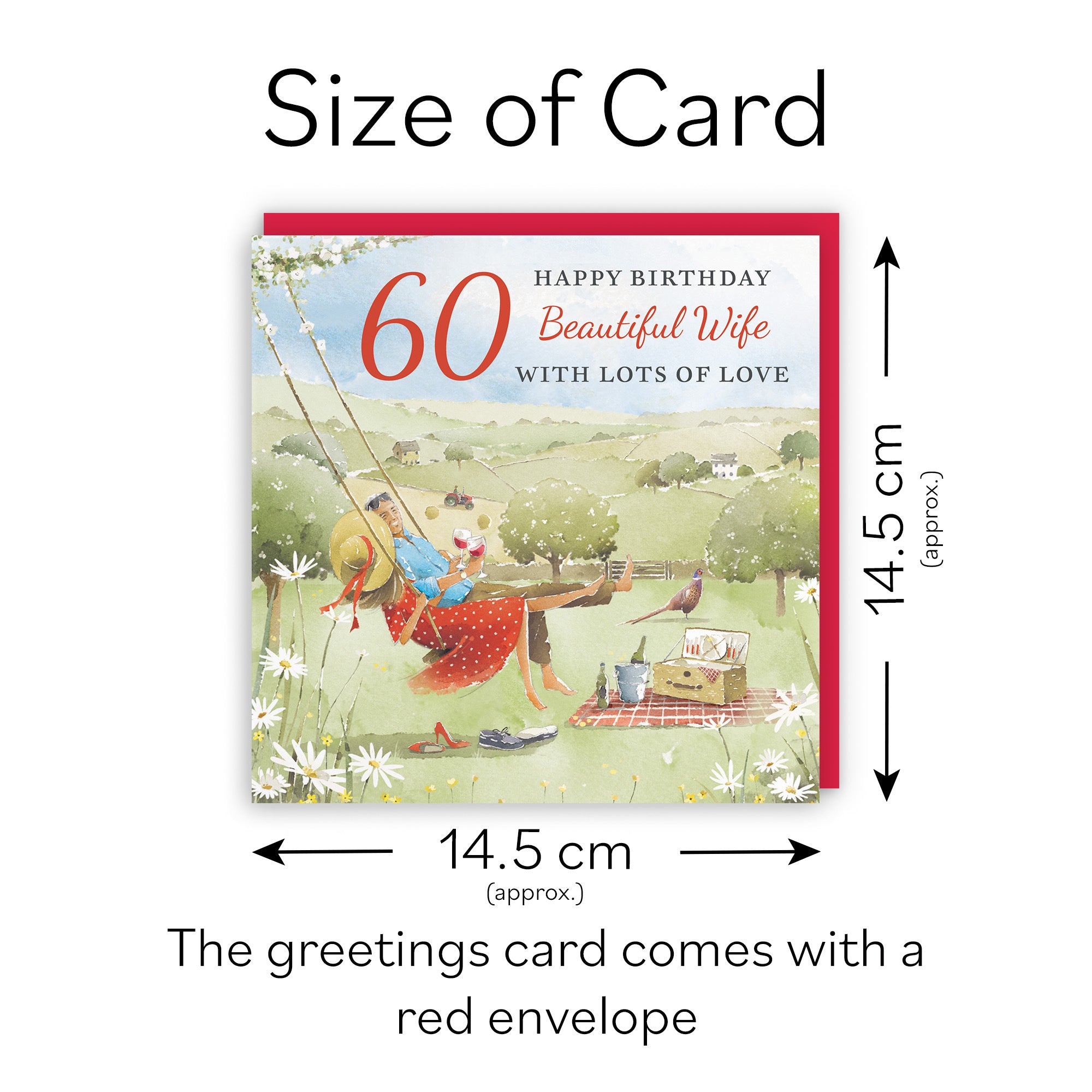 60th Wife Birthday Card Meadow Picnic Milo's Gallery - Default Title (RT06902)