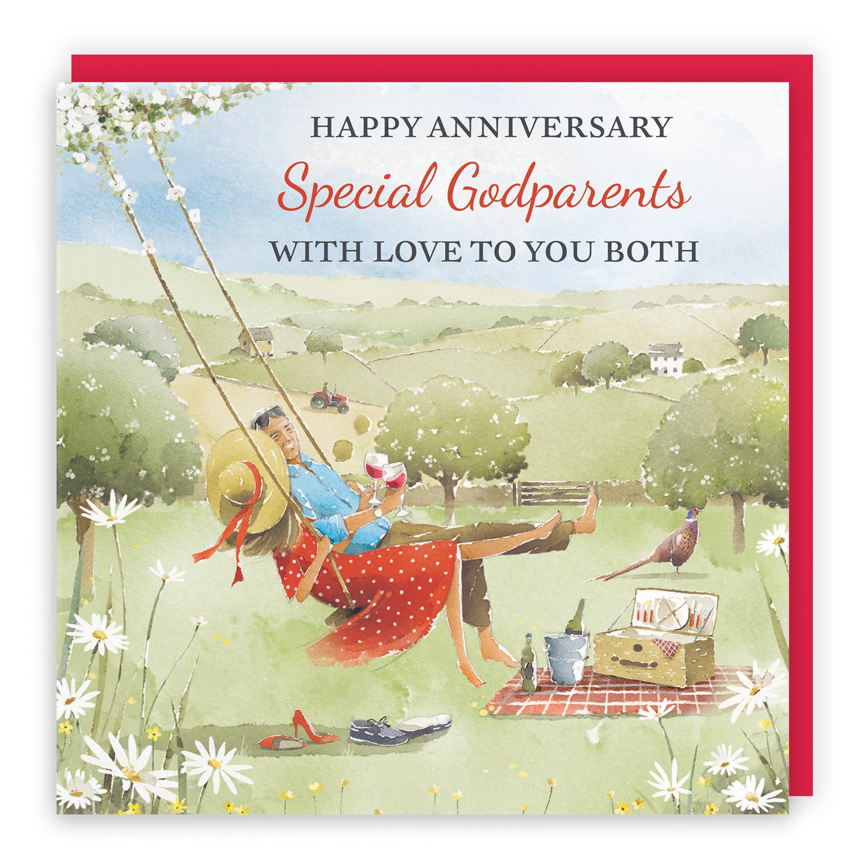 Godparents Anniversary Card Meadow Picnic Milo's Gallery - Default Title (RT06920)