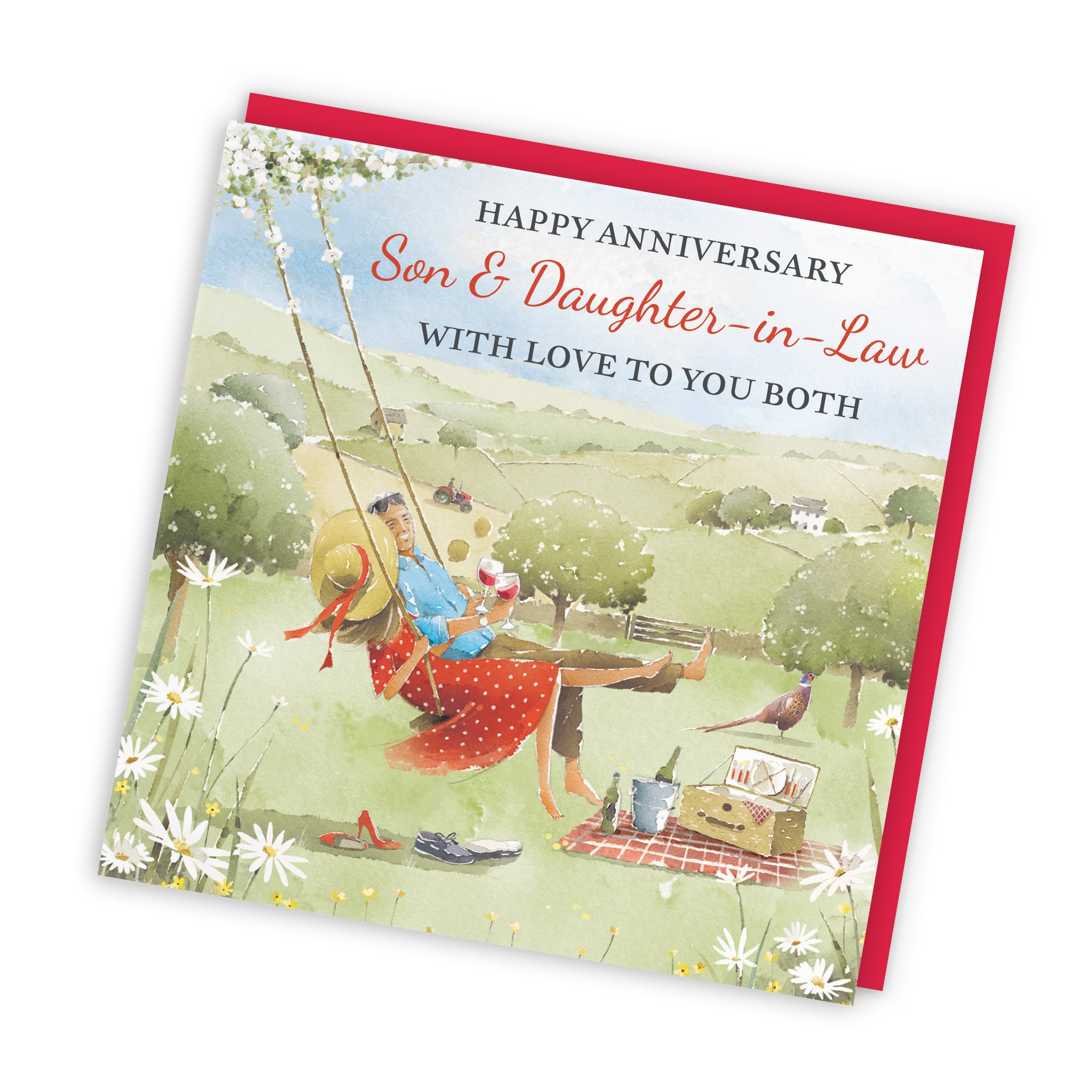 Son And Daughter-in-Law Anniversary Card Meadow Picnic Milo's Gallery - Default Title (RT06942)