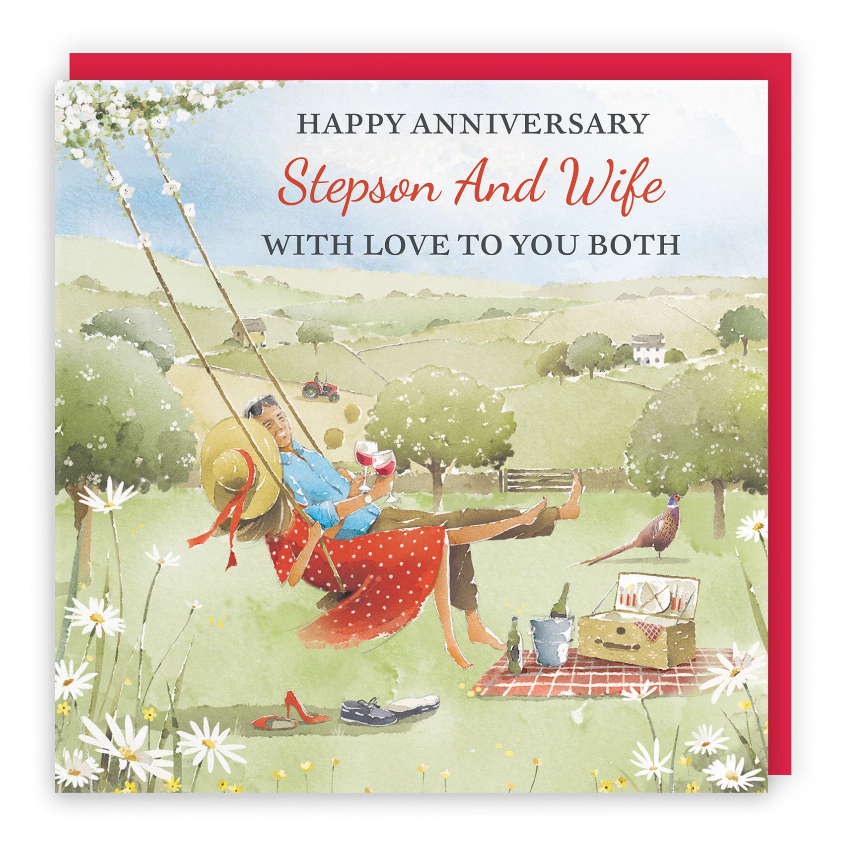 Stepson And Wife Anniversary Card Meadow Picnic Milo's Gallery - Default Title (RT06944)