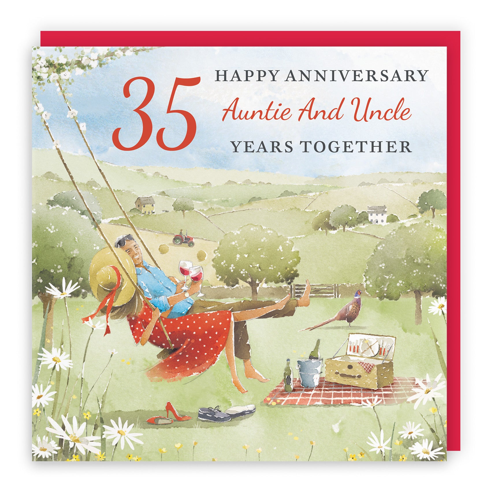 35th Auntie And Uncle Anniversary Card Meadow Picnic Milo's Gallery - Default Title (RT06949)